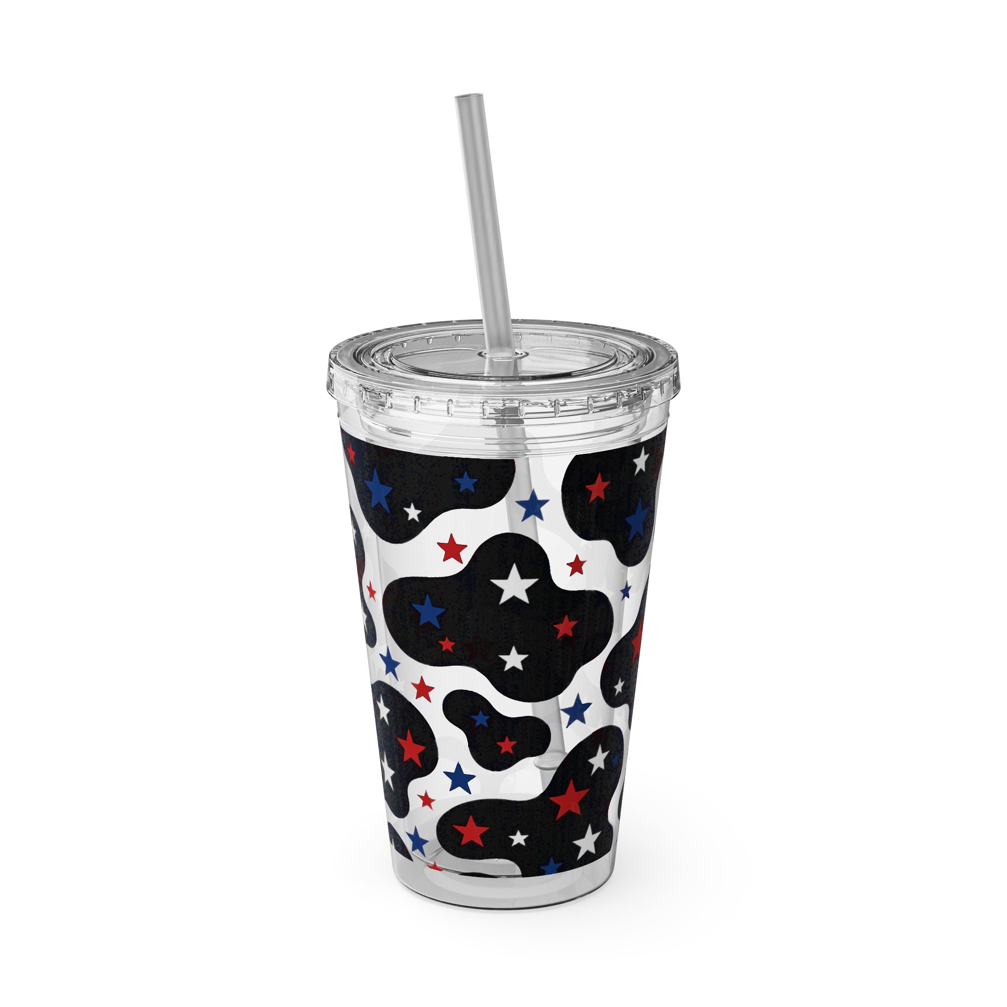 16oz Patriotic Star Cowhide Tumbler with Straw