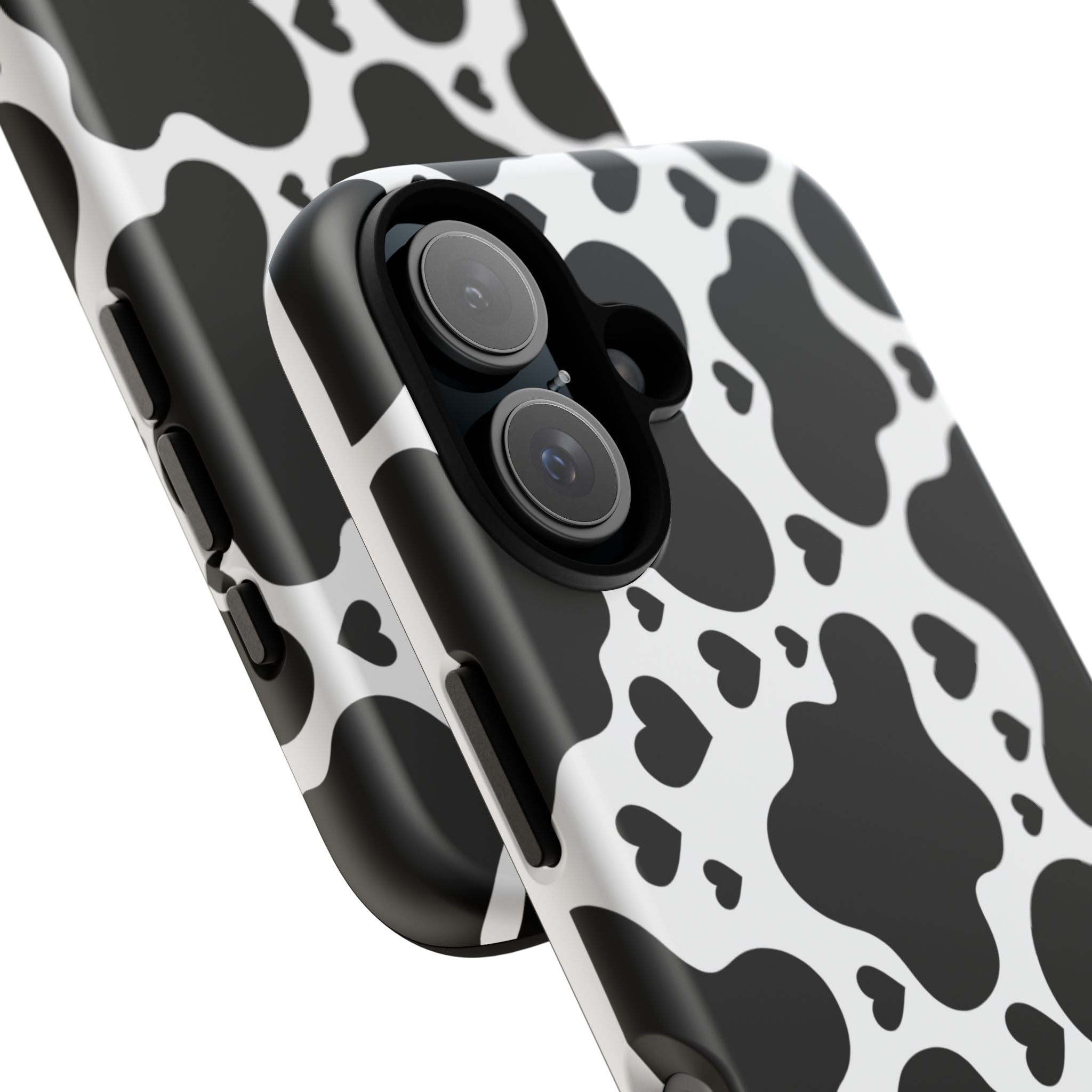 Cow Print Tough Phone Case – Black & White Protective iPhone Cover