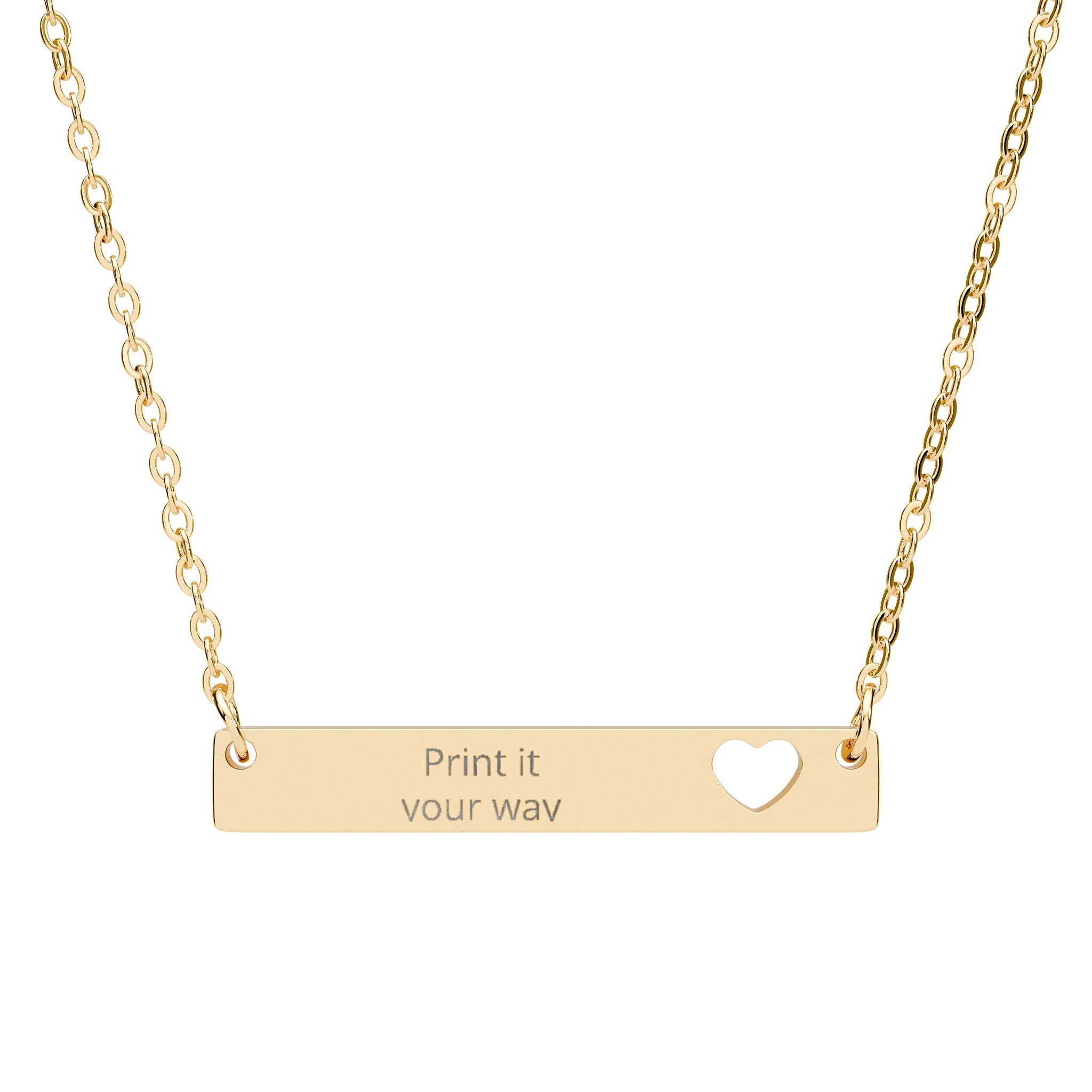 Cutout Heart Bar Necklace (Engraving)