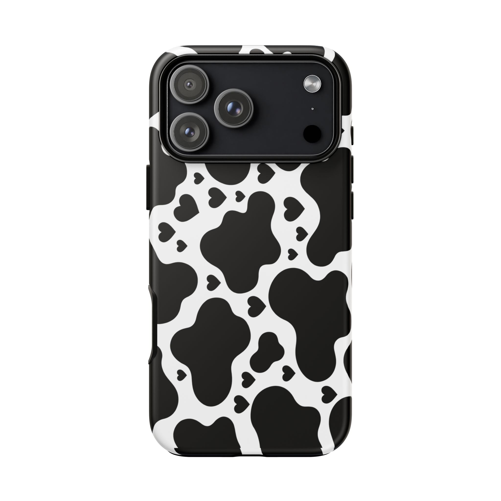 Cow Print Tough Phone Case – Black & White Protective iPhone Cover