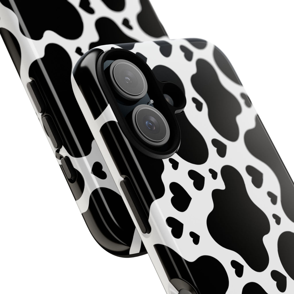 Cow Print Tough Phone Case – Black & White Protective iPhone Cover