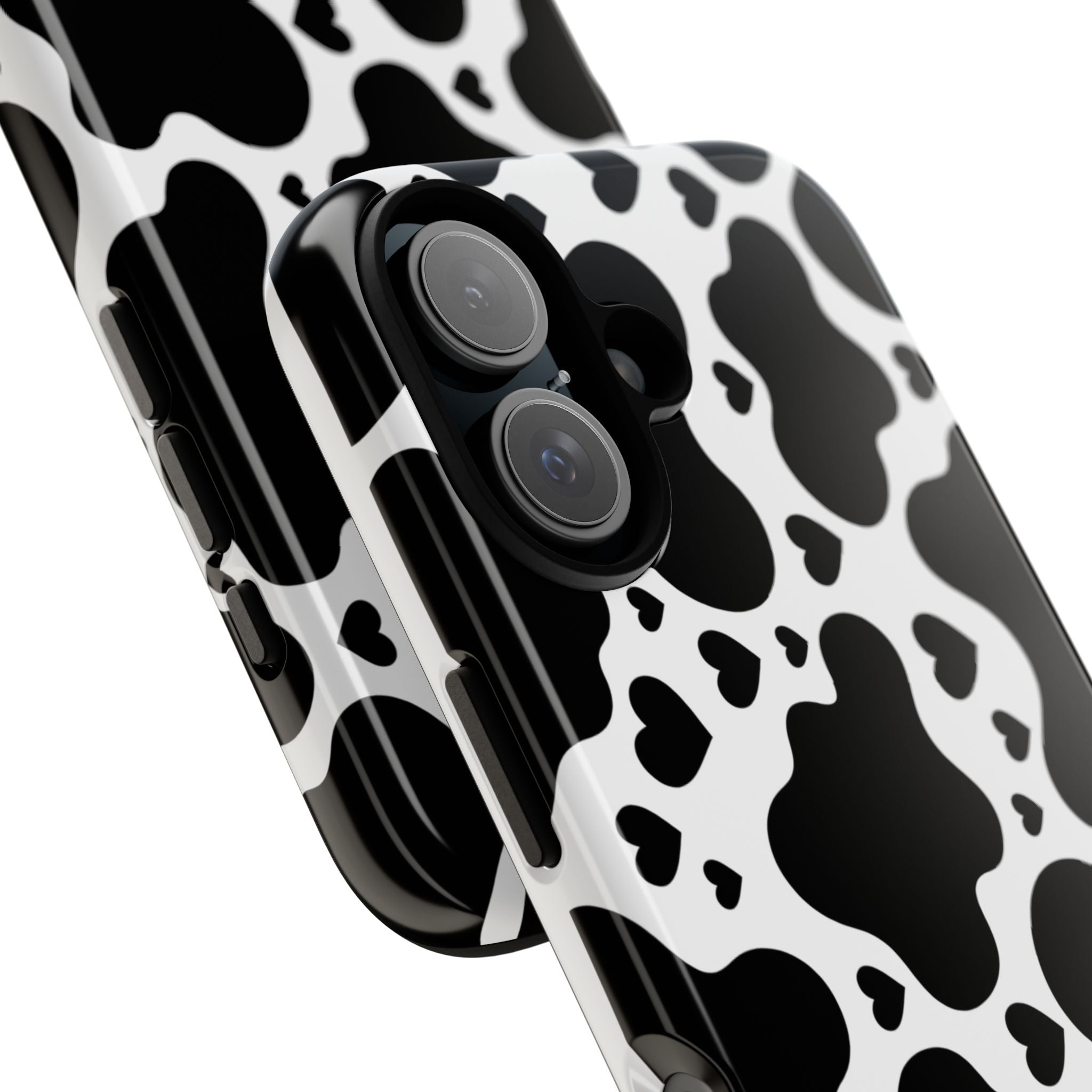 Cow Print Tough Phone Case – Black & White Protective iPhone Cover