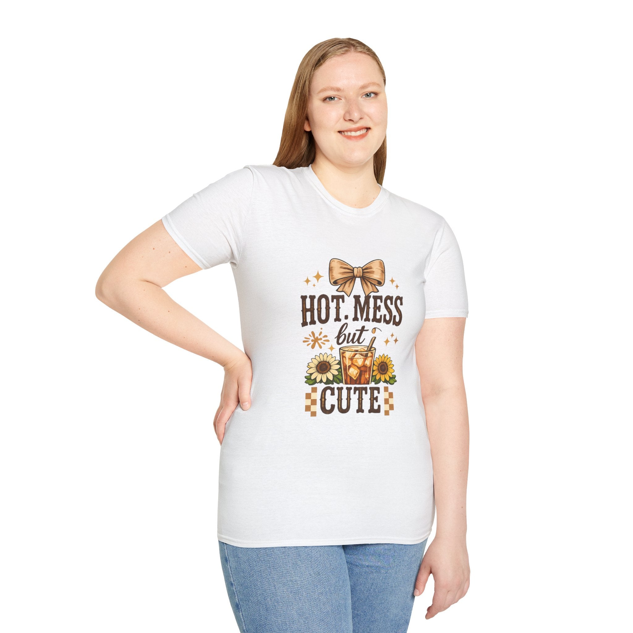 Hot Mess But Cute T-Shirt — Fall Sunflower Pumpkin Spice Graphic Tee