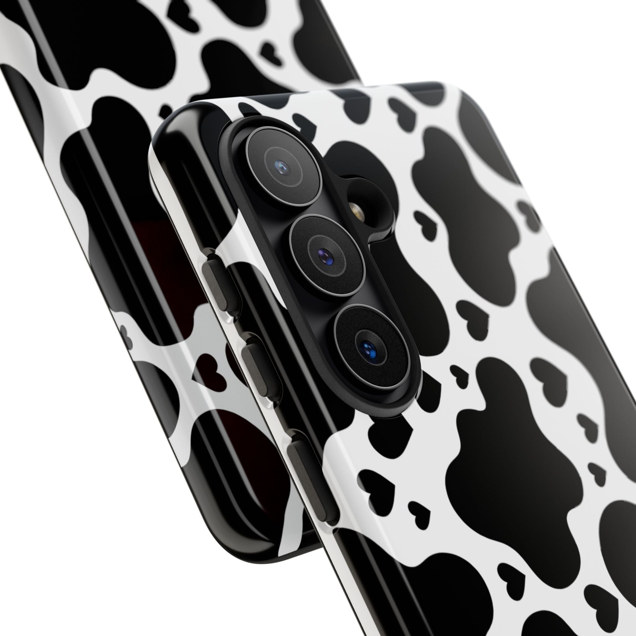 Cow Print Tough Phone Case – Black & White Protective iPhone Cover