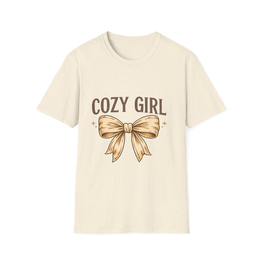 Cozy Girl Graphic T-Shirt — Cute Bow Lounge Tee for Relaxing at Home