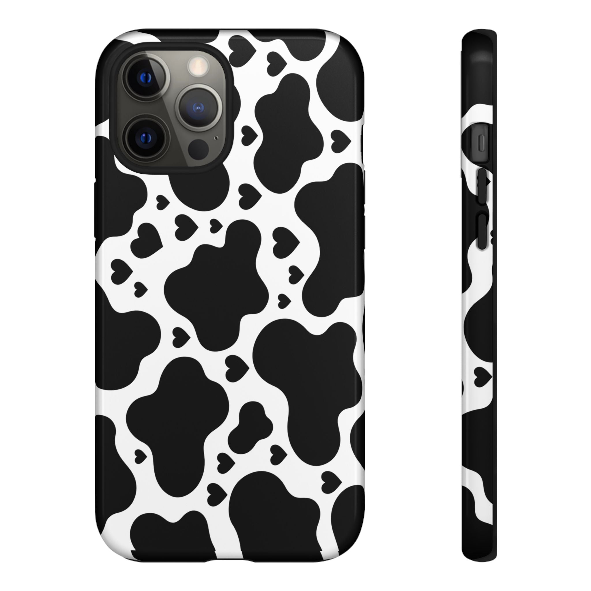 Cow Print Tough Phone Case – Black & White Protective iPhone Cover