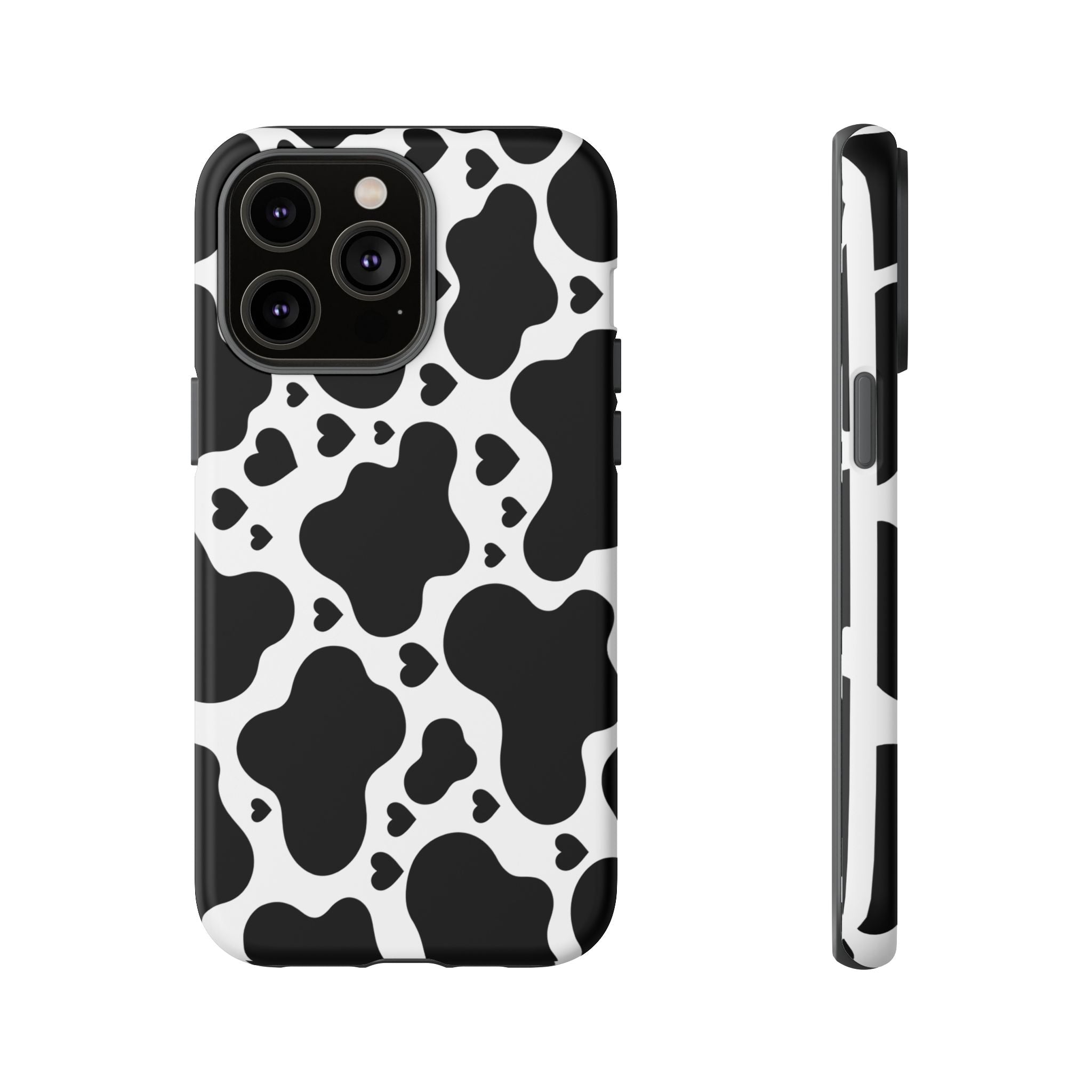 Cow Print Tough Phone Case – Black & White Protective iPhone Cover