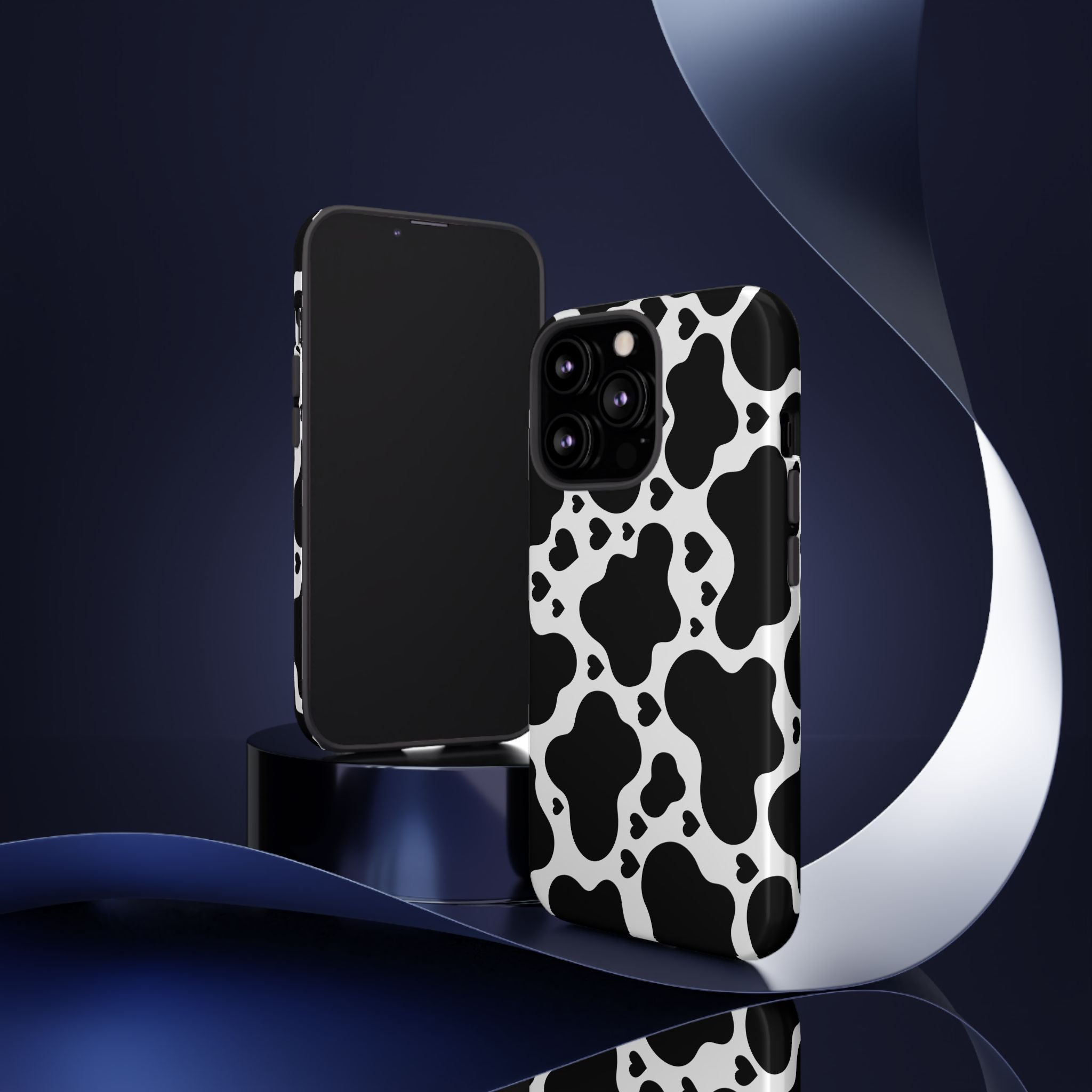 Cow Print Tough Phone Case – Black & White Protective iPhone Cover