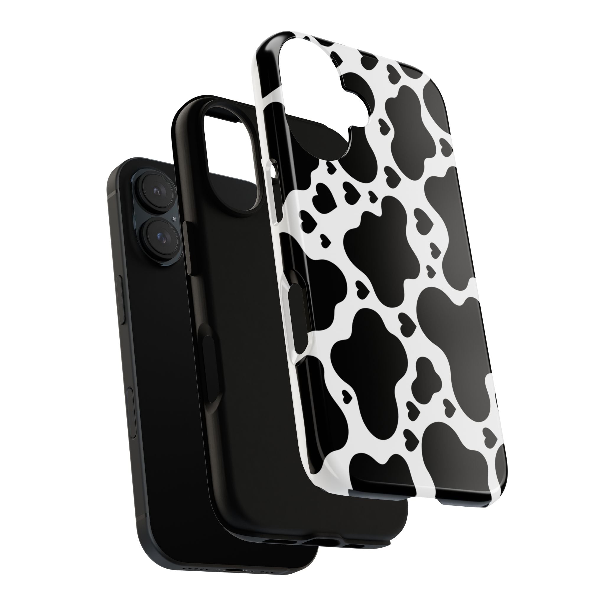 Cow Print Tough Phone Case – Black & White Protective iPhone Cover