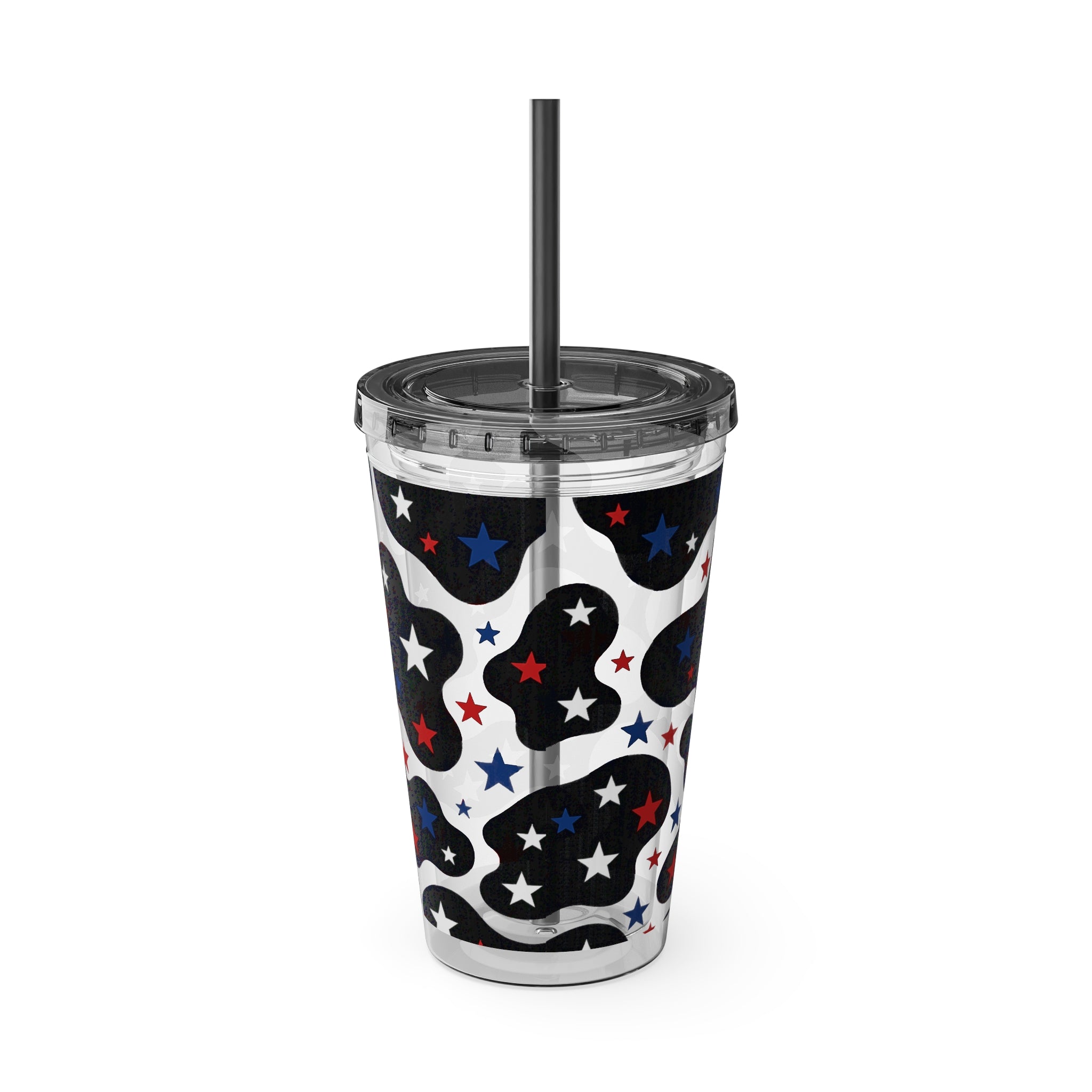 16oz Patriotic Star Cowhide Tumbler with Straw