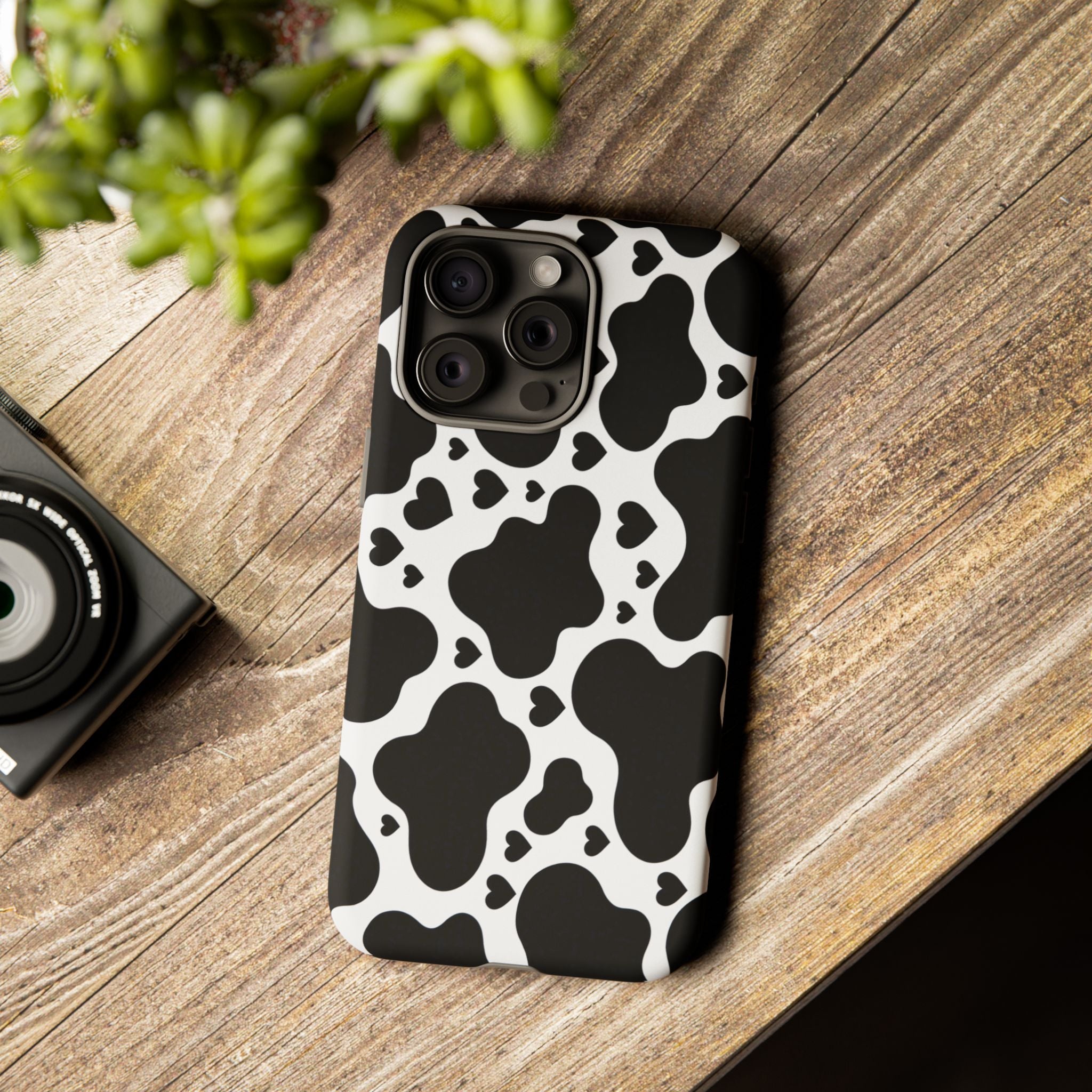 Cow Print Tough Phone Case – Black & White Protective iPhone Cover