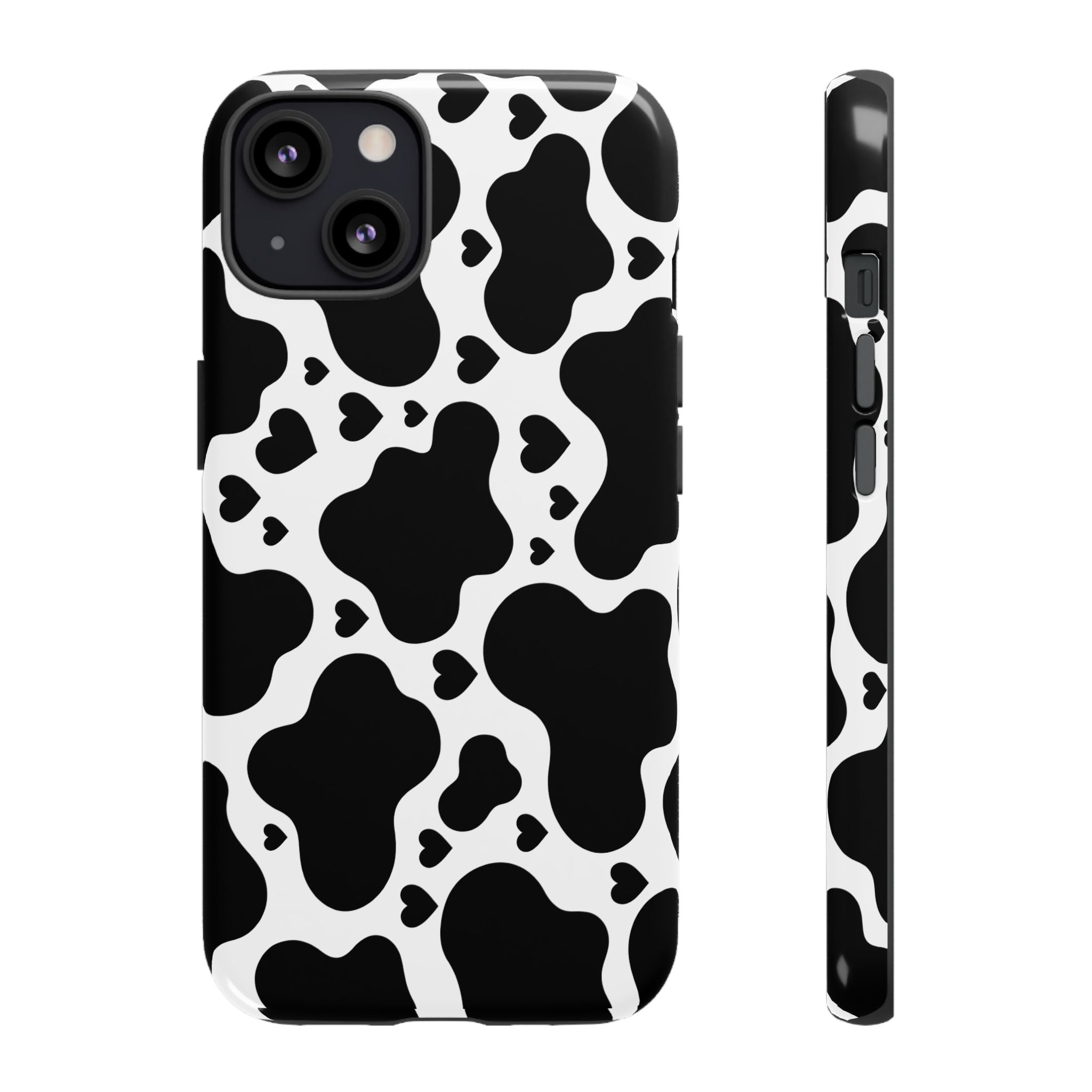Cow Print Tough Phone Case – Black & White Protective iPhone Cover