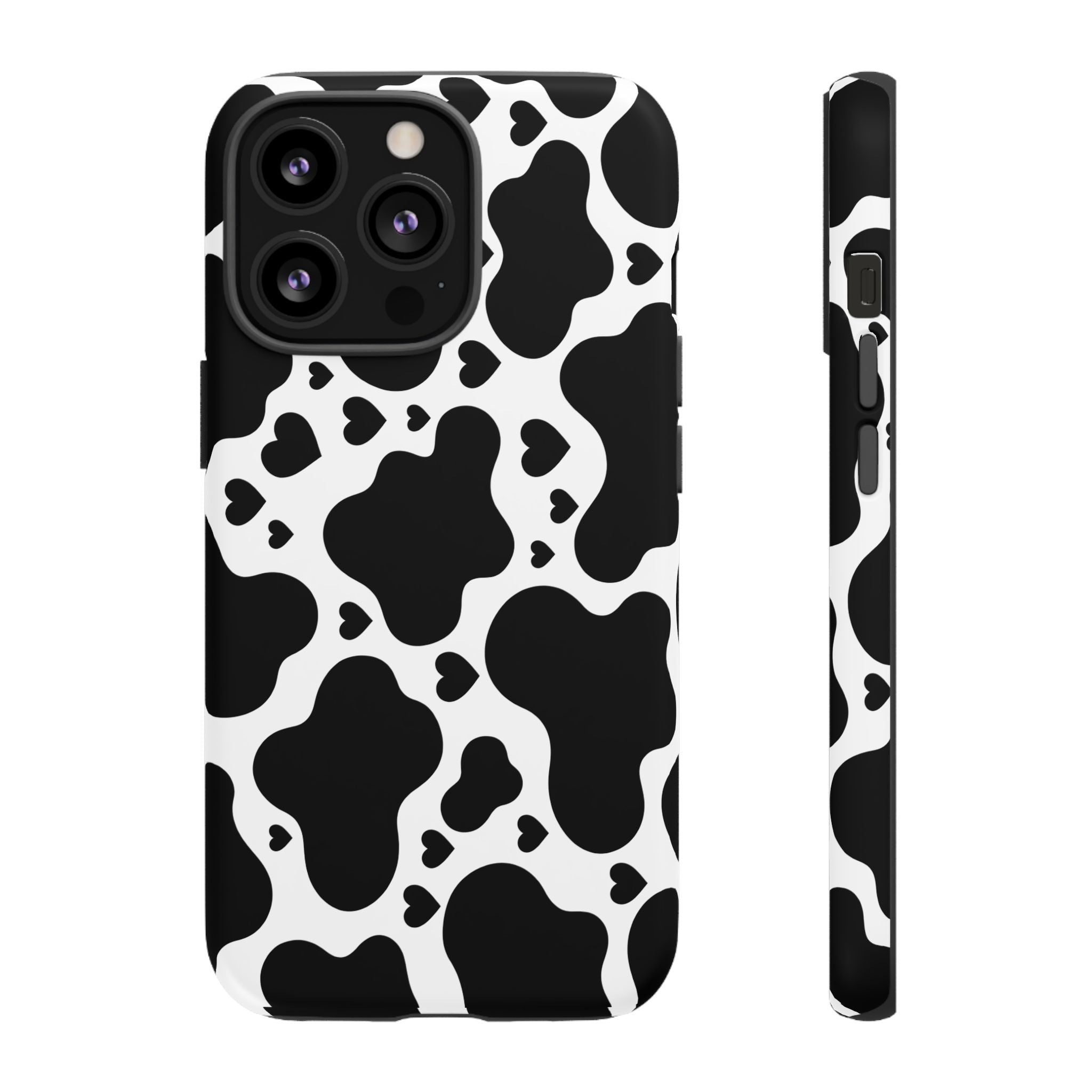 Cow Print Tough Phone Case – Black & White Protective iPhone Cover