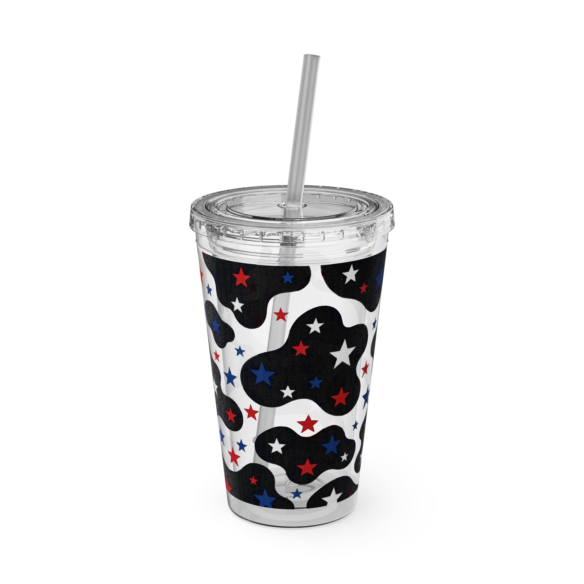 16oz Patriotic Star Cowhide Tumbler with Straw