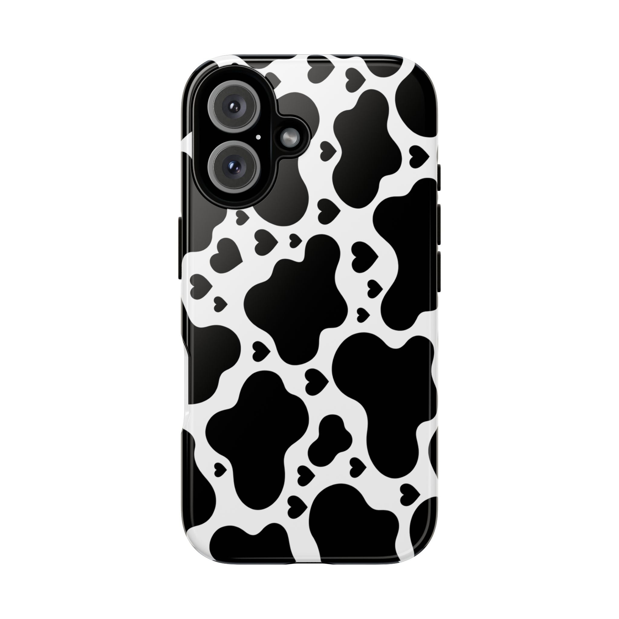 Cow Print Tough Phone Case – Black & White Protective iPhone Cover