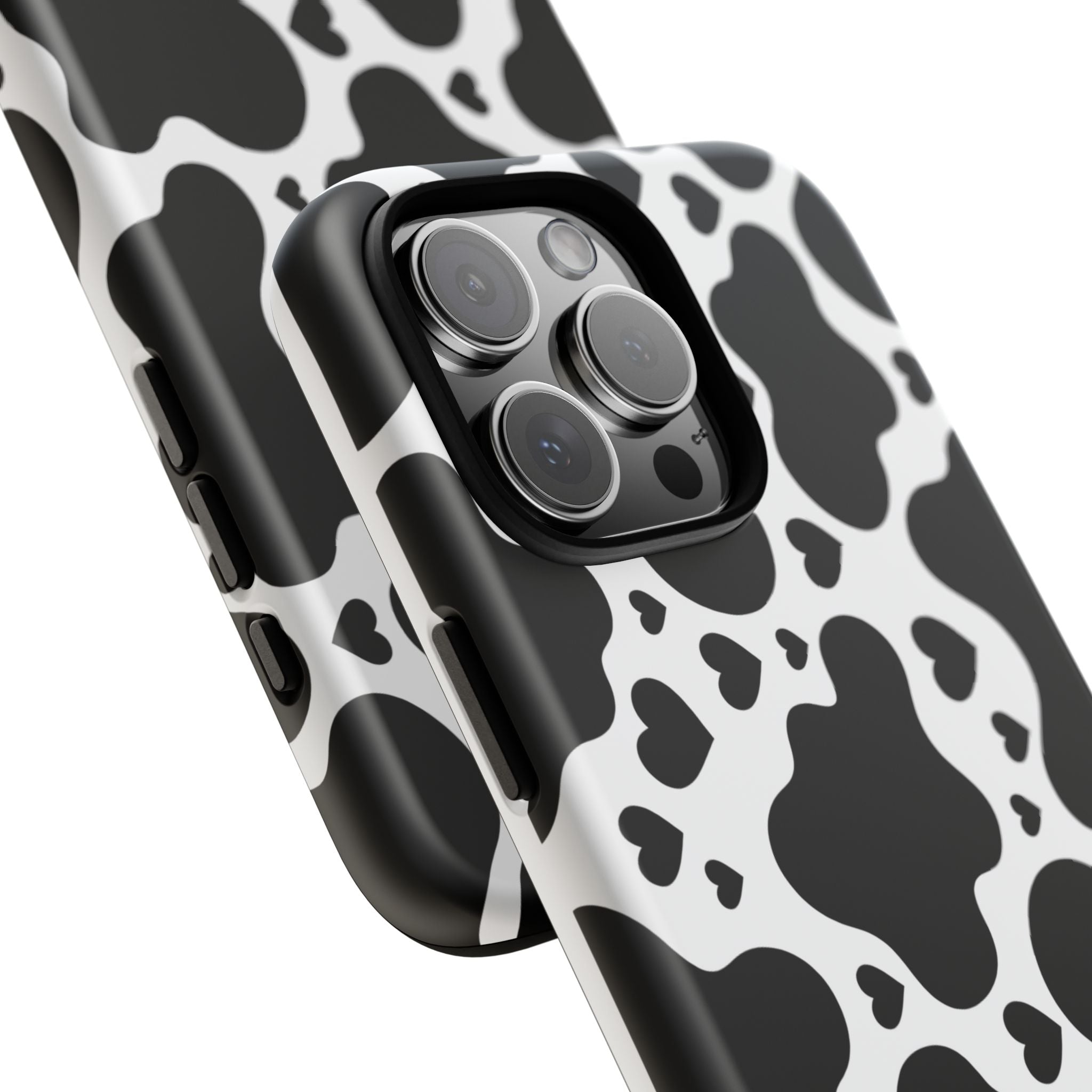 Cow Print Tough Phone Case – Black & White Protective iPhone Cover