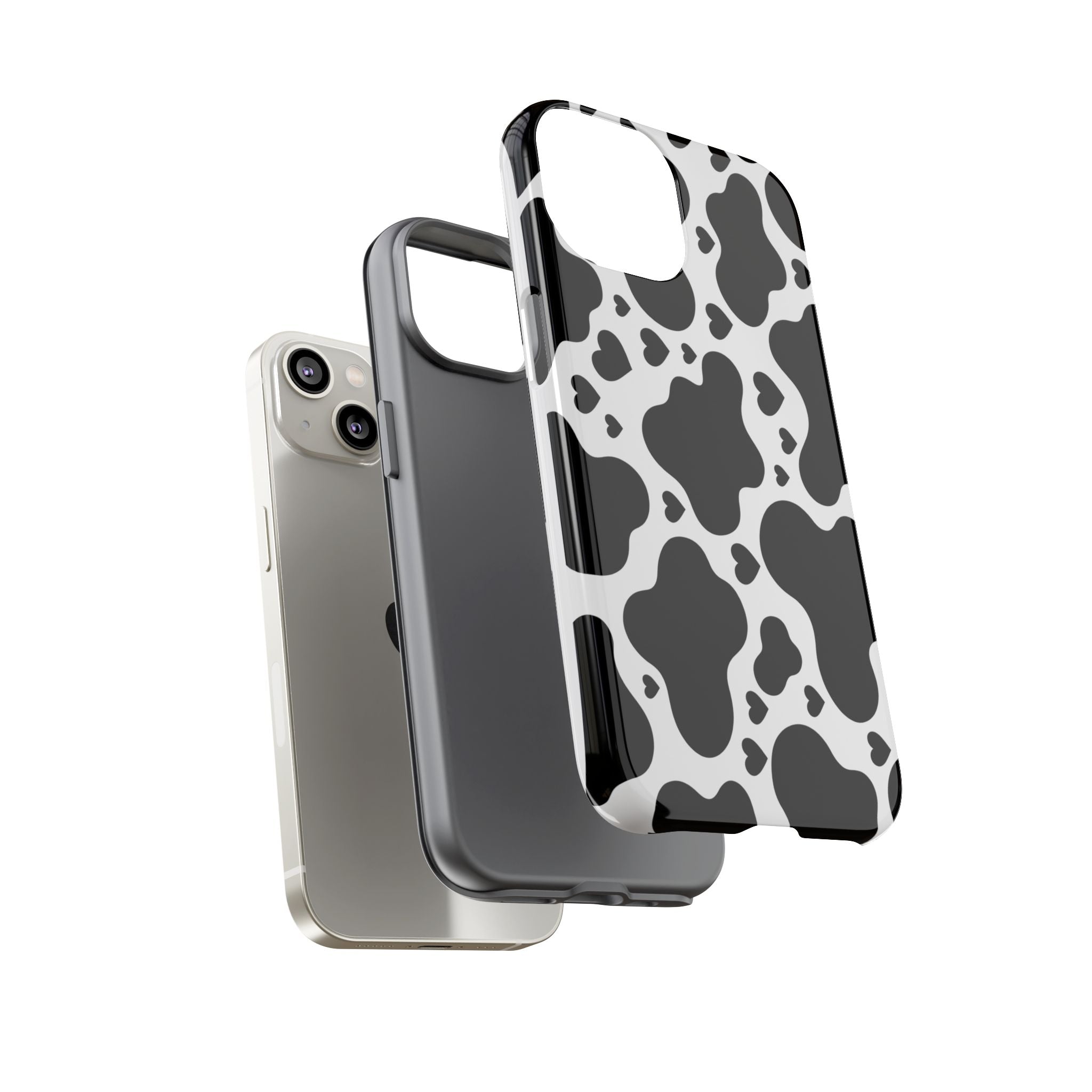 Cow Print Tough Phone Case – Black & White Protective iPhone Cover