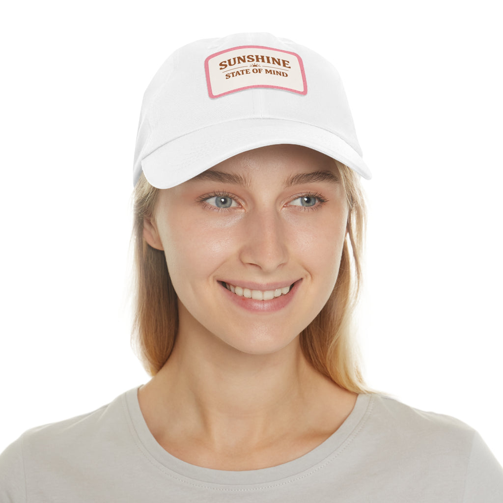 Sunshine State of Mind Leather Patch Dad Hat — Pink Casual Baseball Cap