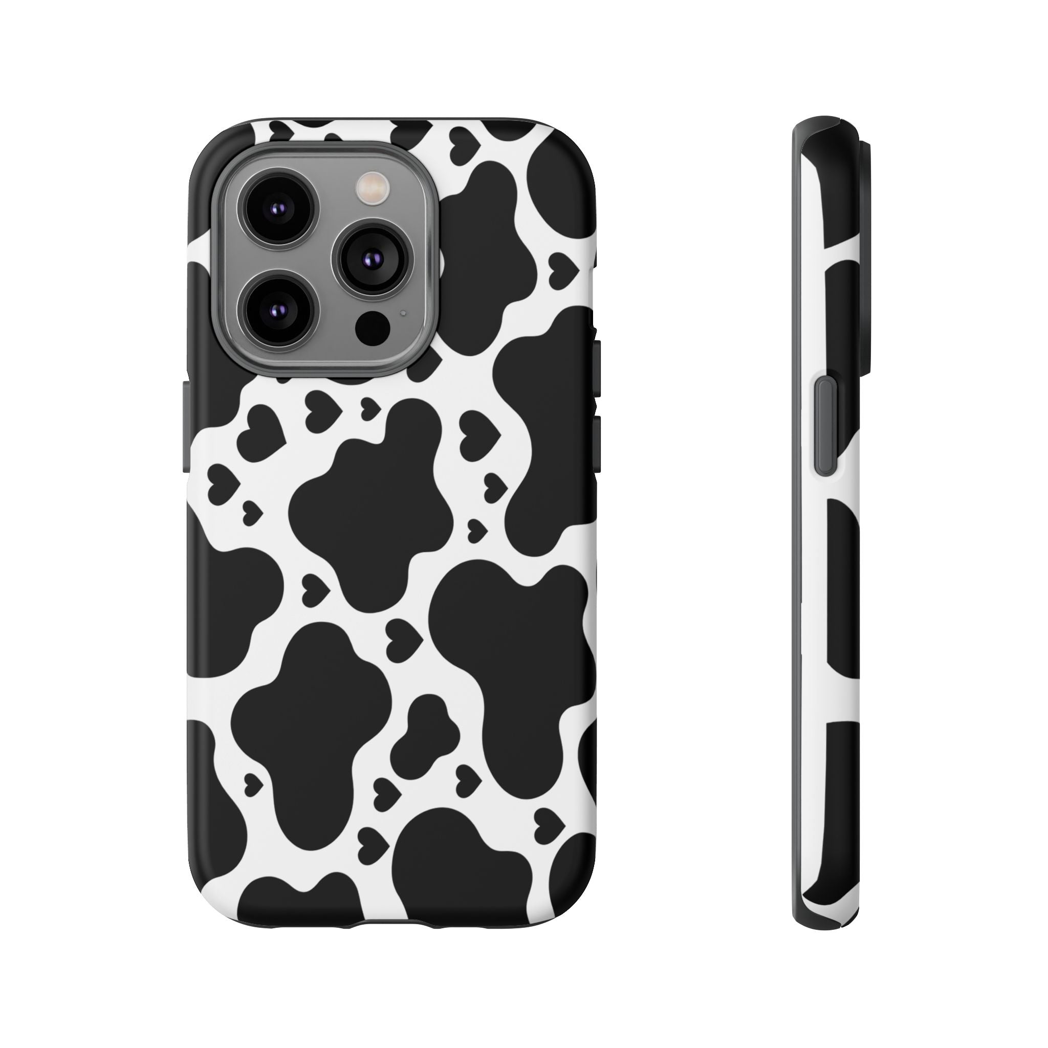 Cow Print Tough Phone Case – Black & White Protective iPhone Cover