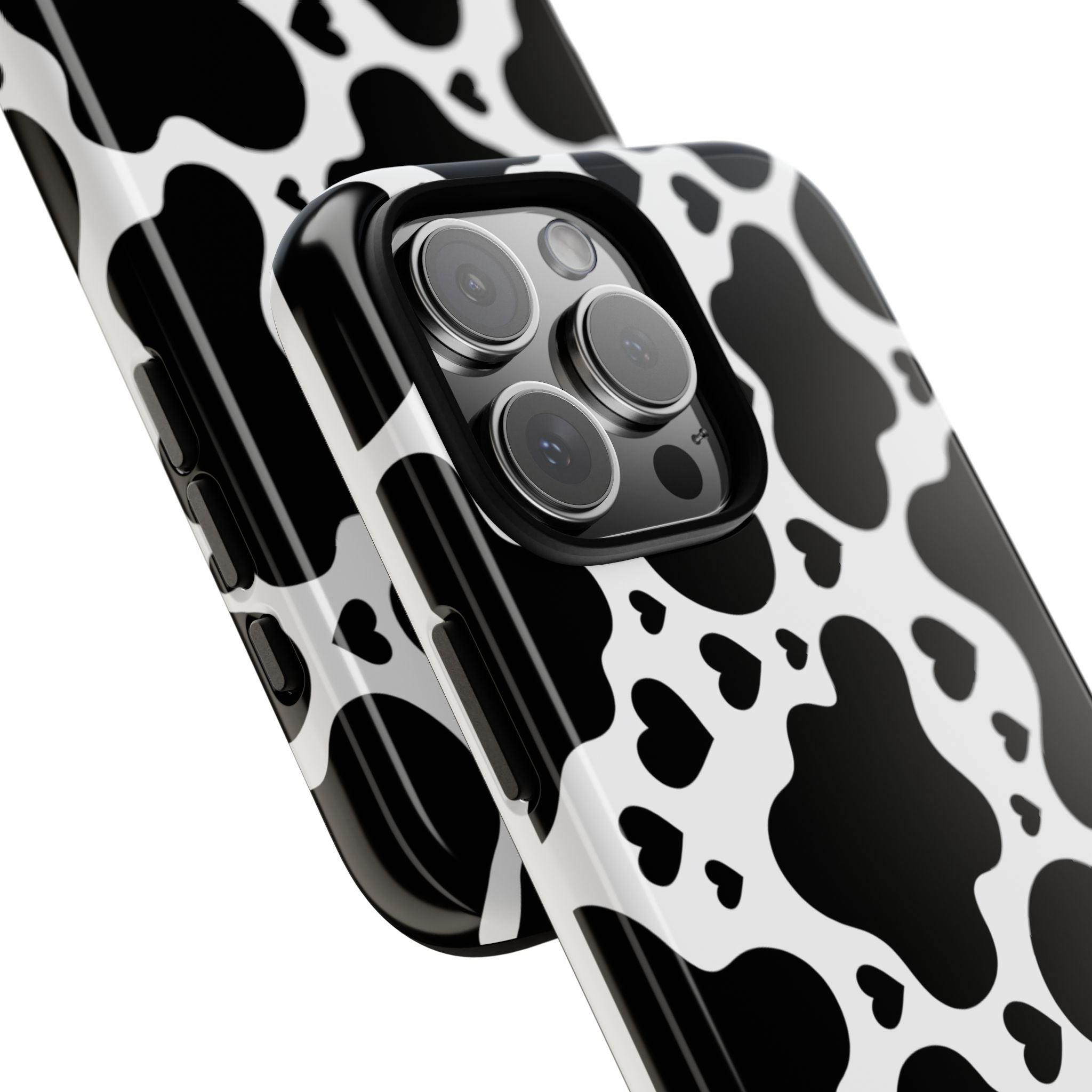 Cow Print Tough Phone Case – Black & White Protective iPhone Cover