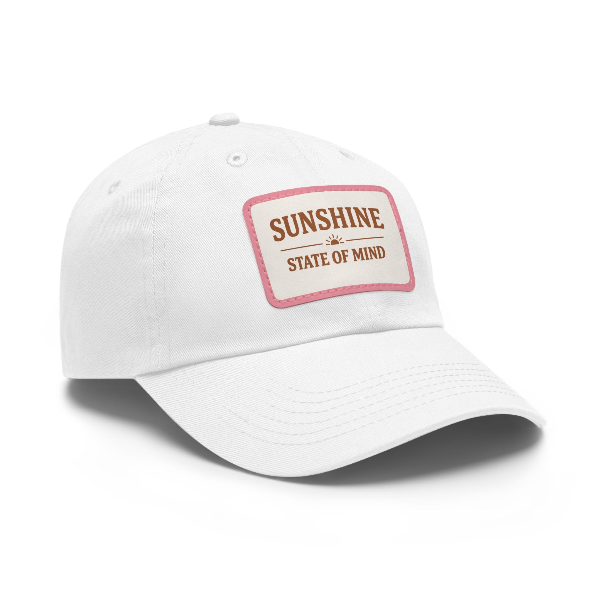 Sunshine State of Mind Leather Patch Dad Hat — Pink Casual Baseball Cap
