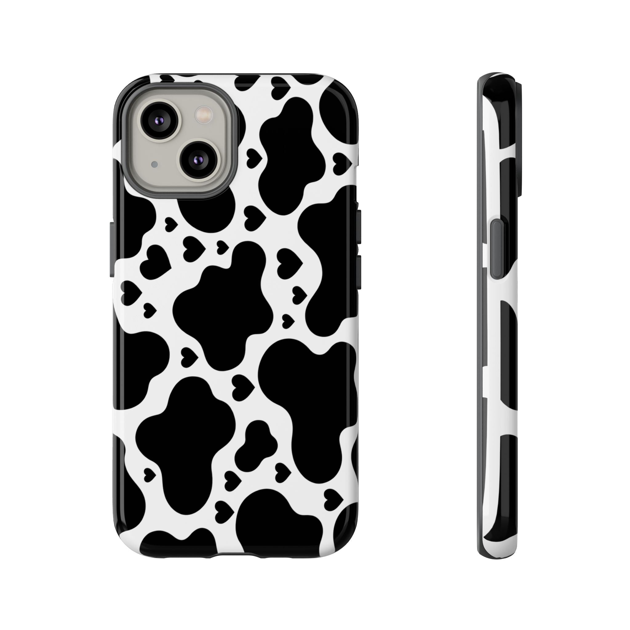 Cow Print Tough Phone Case – Black & White Protective iPhone Cover