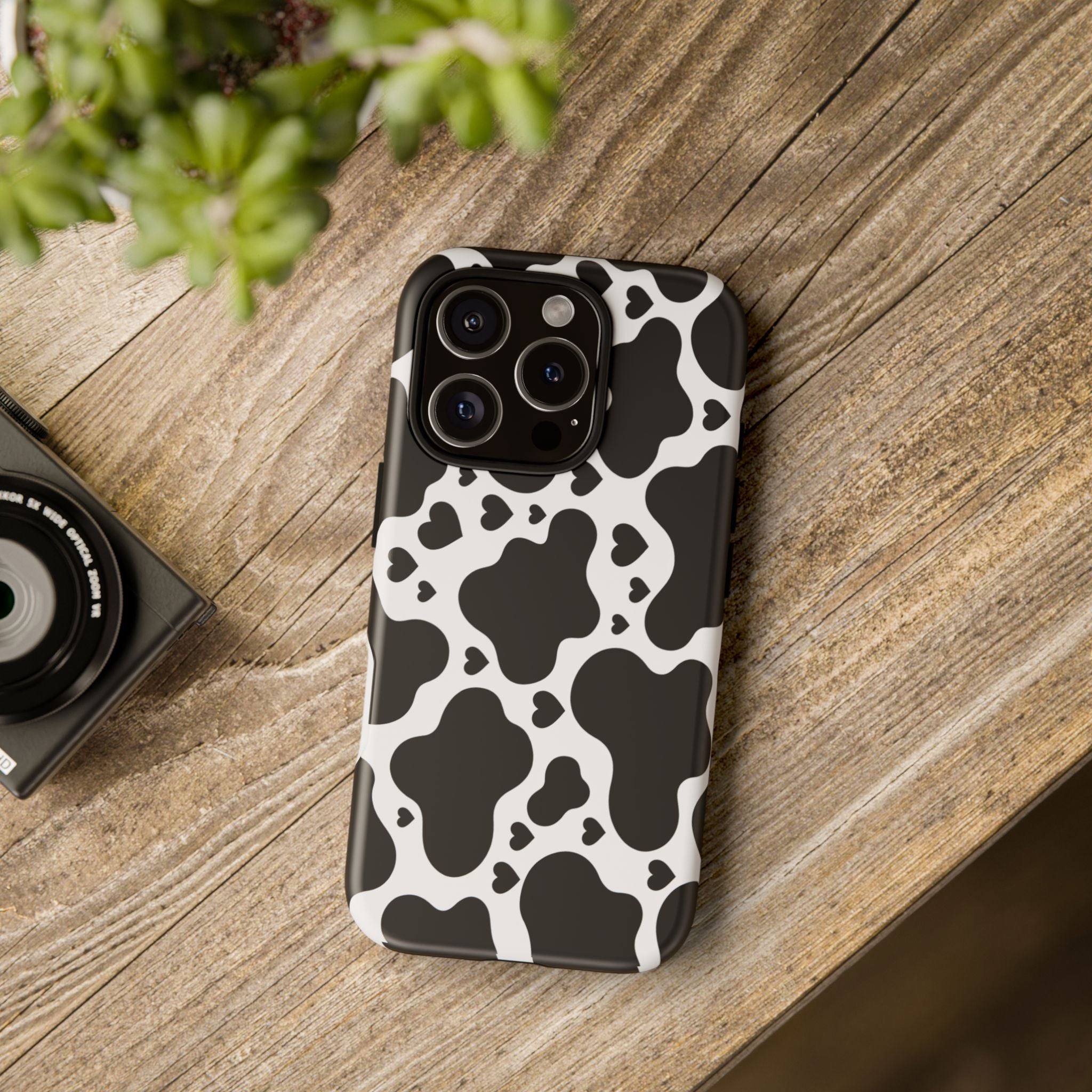 Cow Print Tough Phone Case – Black & White Protective iPhone Cover