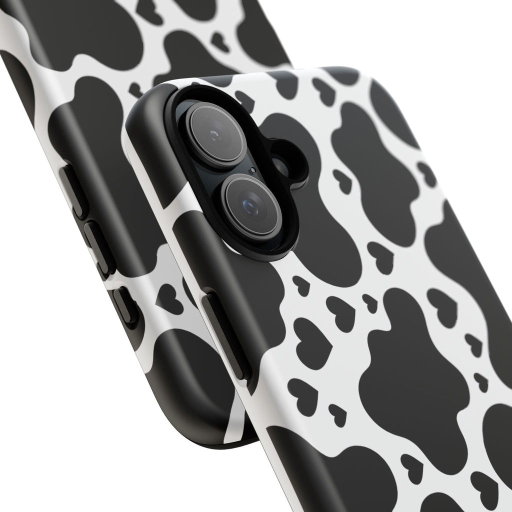 Cow Print Tough Phone Case – Black & White Protective iPhone Cover