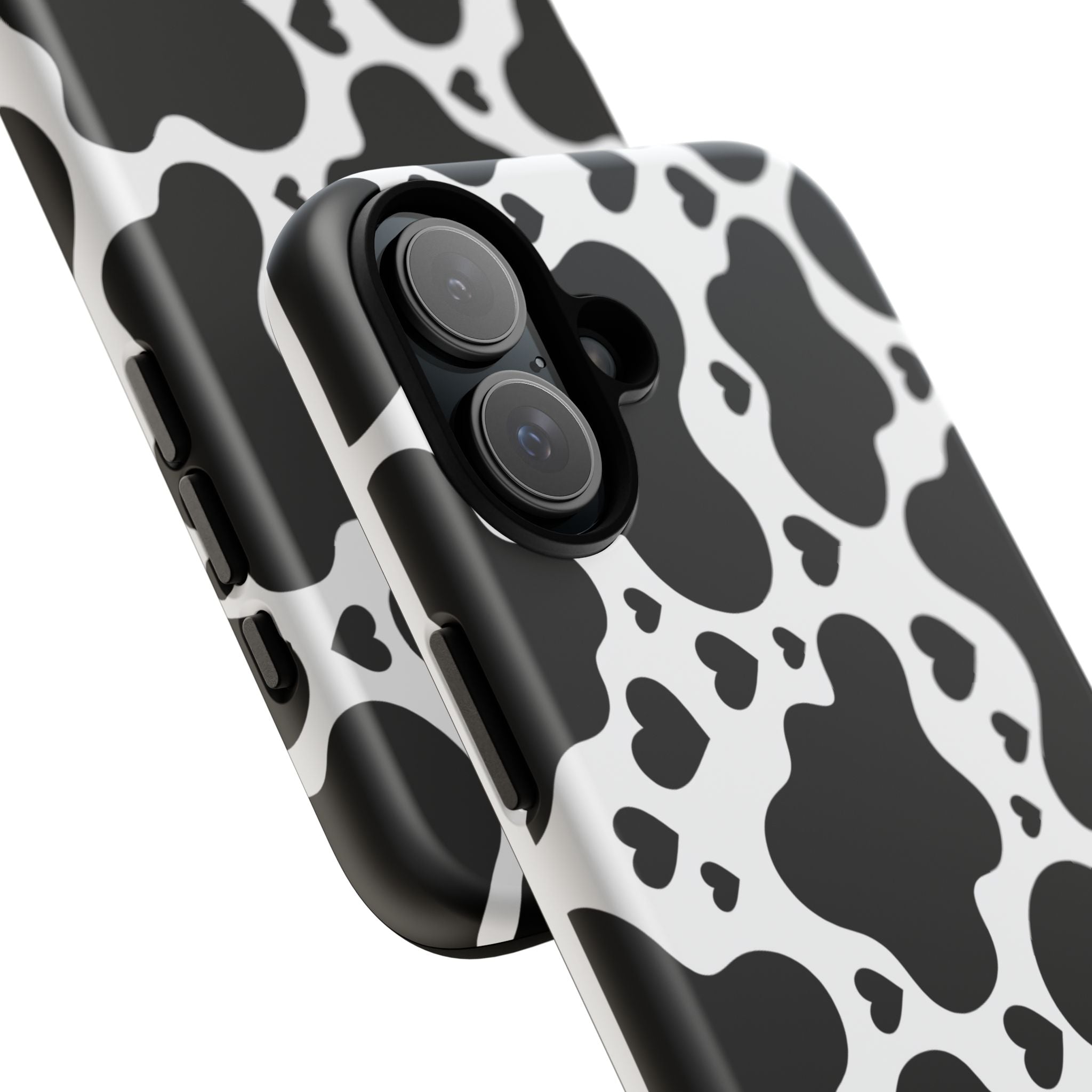 Cow Print Tough Phone Case – Black & White Protective iPhone Cover