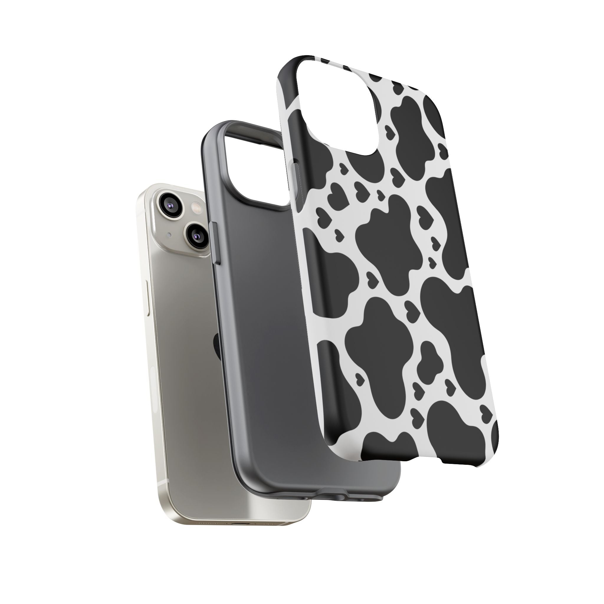 Cow Print Tough Phone Case – Black & White Protective iPhone Cover