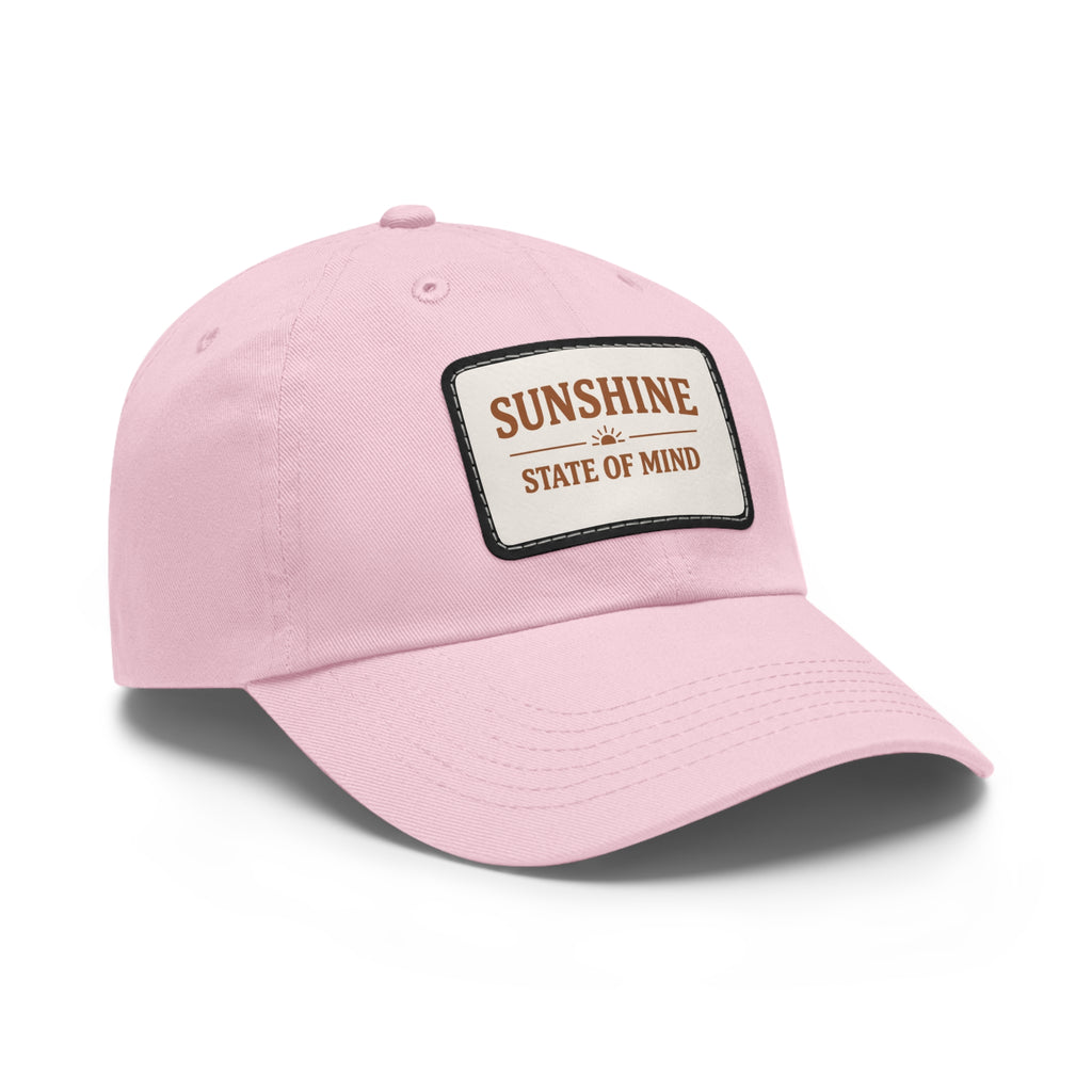 Sunshine State of Mind Leather Patch Dad Hat — Pink Casual Baseball Cap