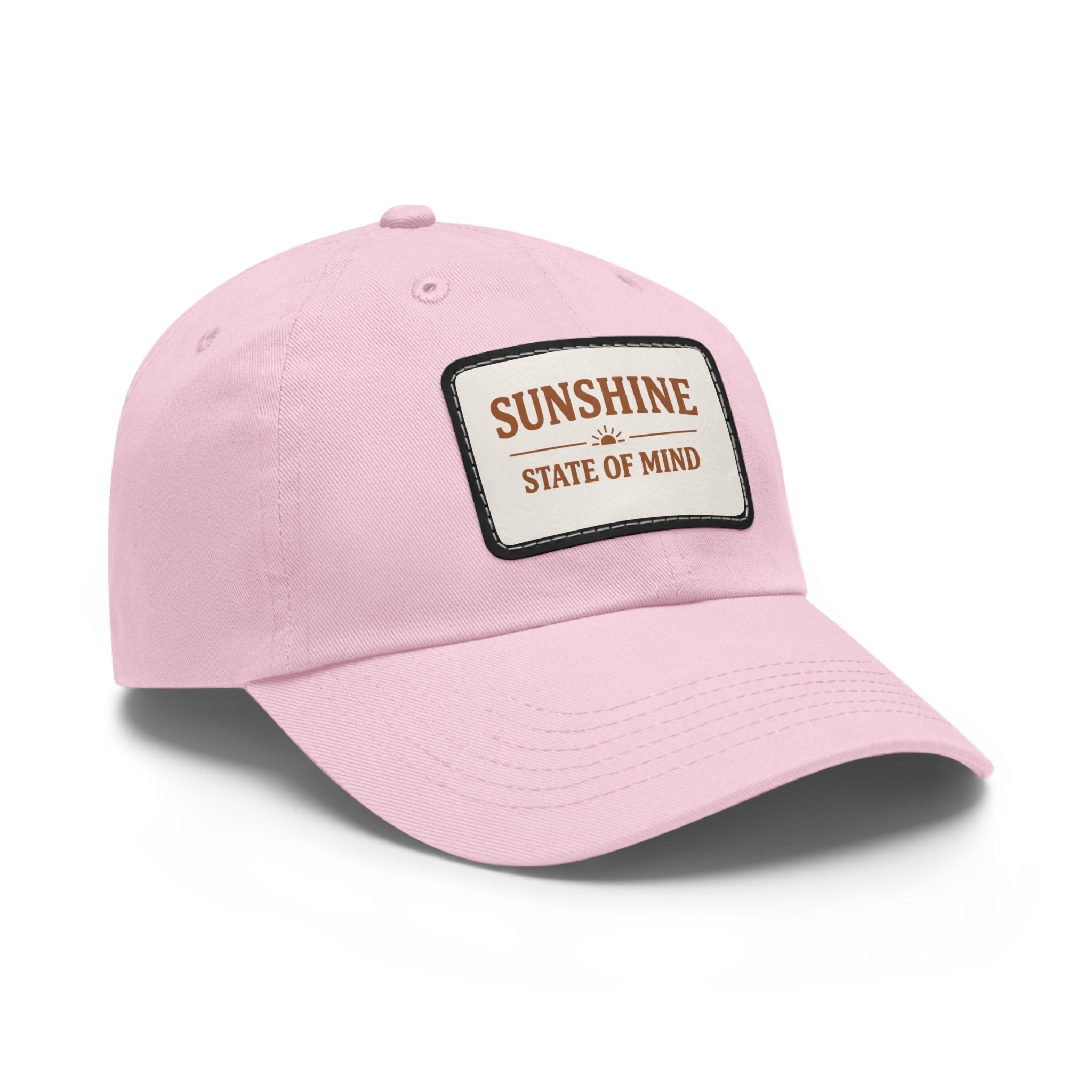 Sunshine State of Mind Leather Patch Dad Hat — Pink Casual Baseball Cap