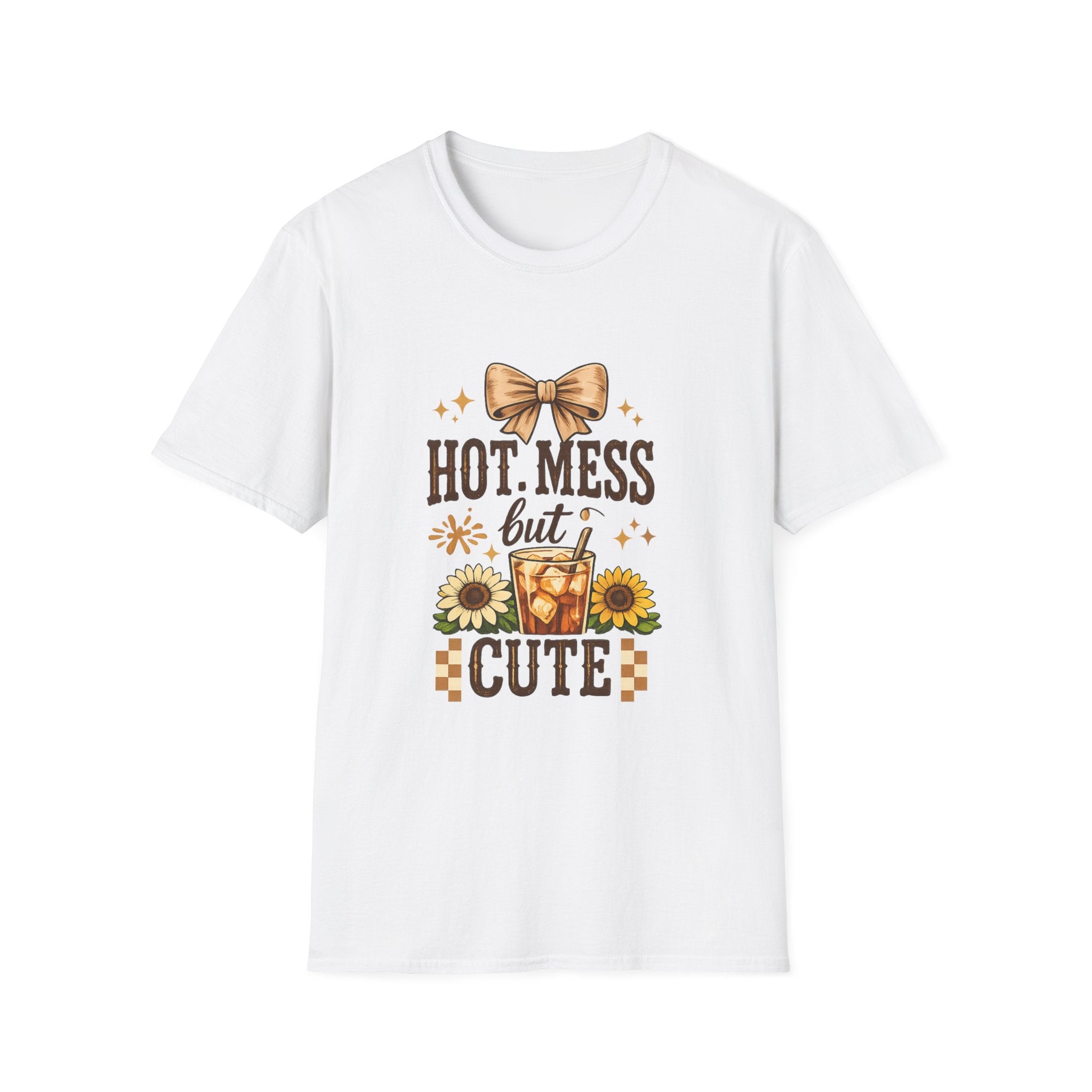 Hot Mess But Cute T-Shirt — Fall Sunflower Pumpkin Spice Graphic Tee