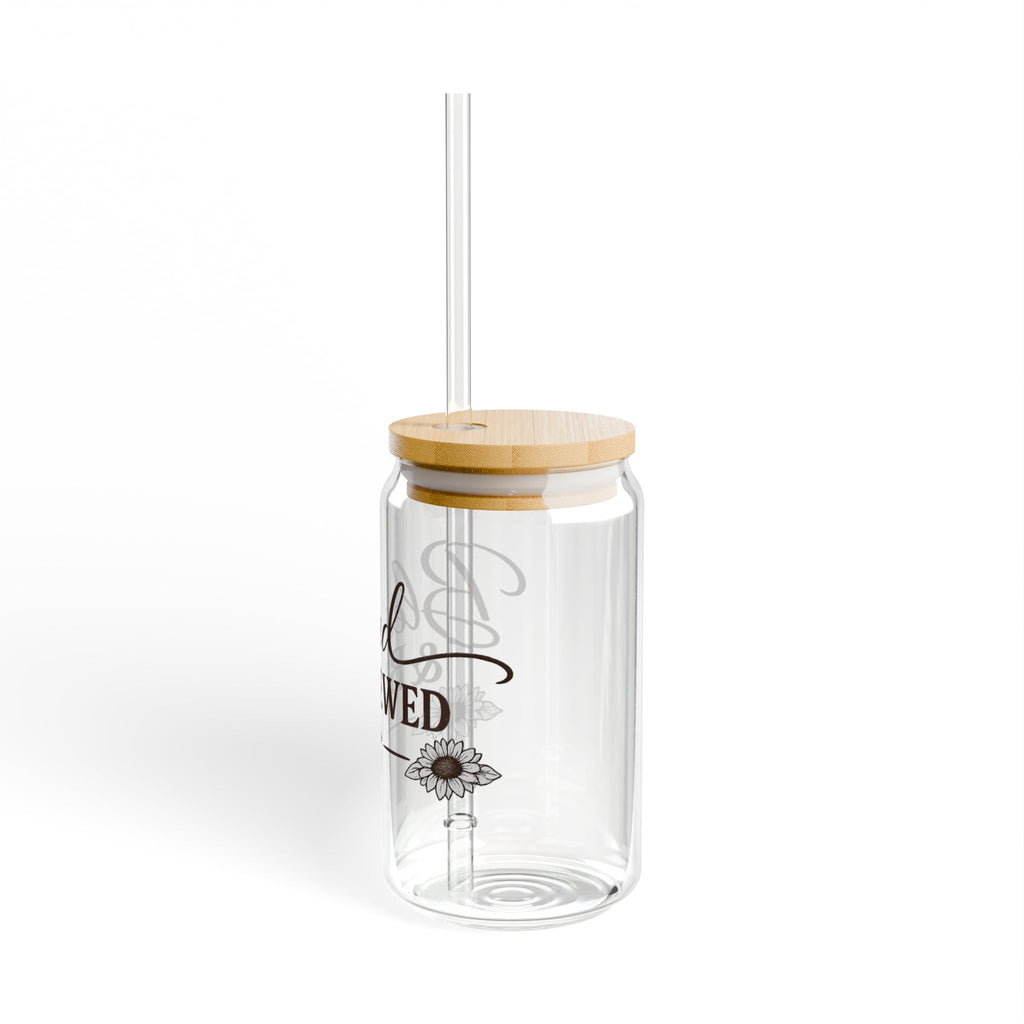 Blessed & Brewed 16oz Sipper Glass – Inspirational Coffee Tumbler with Straw