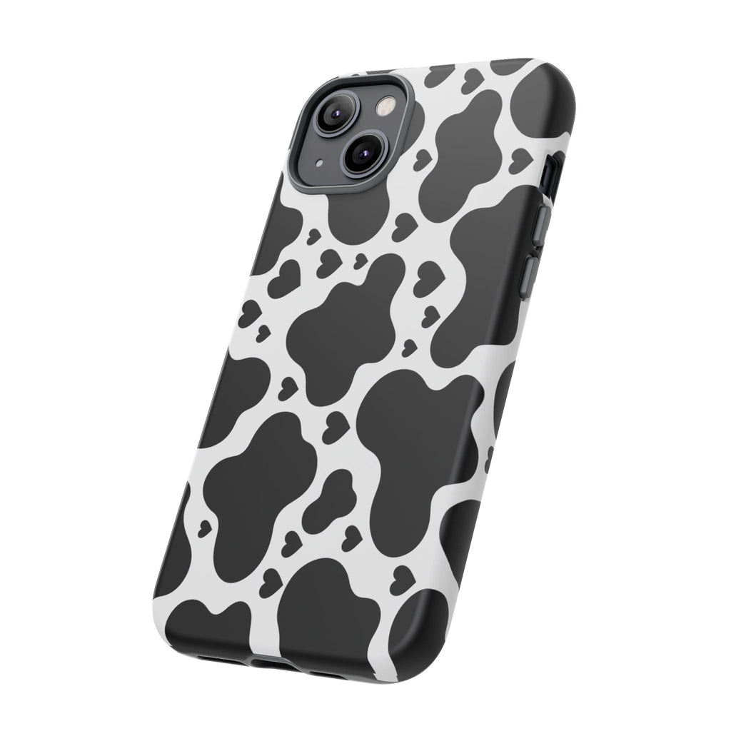 Cow Print Tough Phone Case – Black & White Protective iPhone Cover
