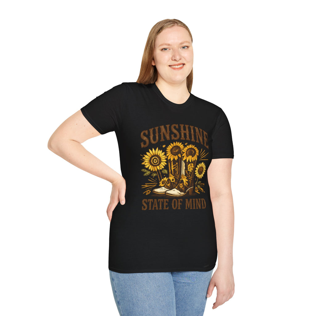 Sunshine State of Mind T-Shirt — Sunflower Cowboy Boots Graphic Tee
