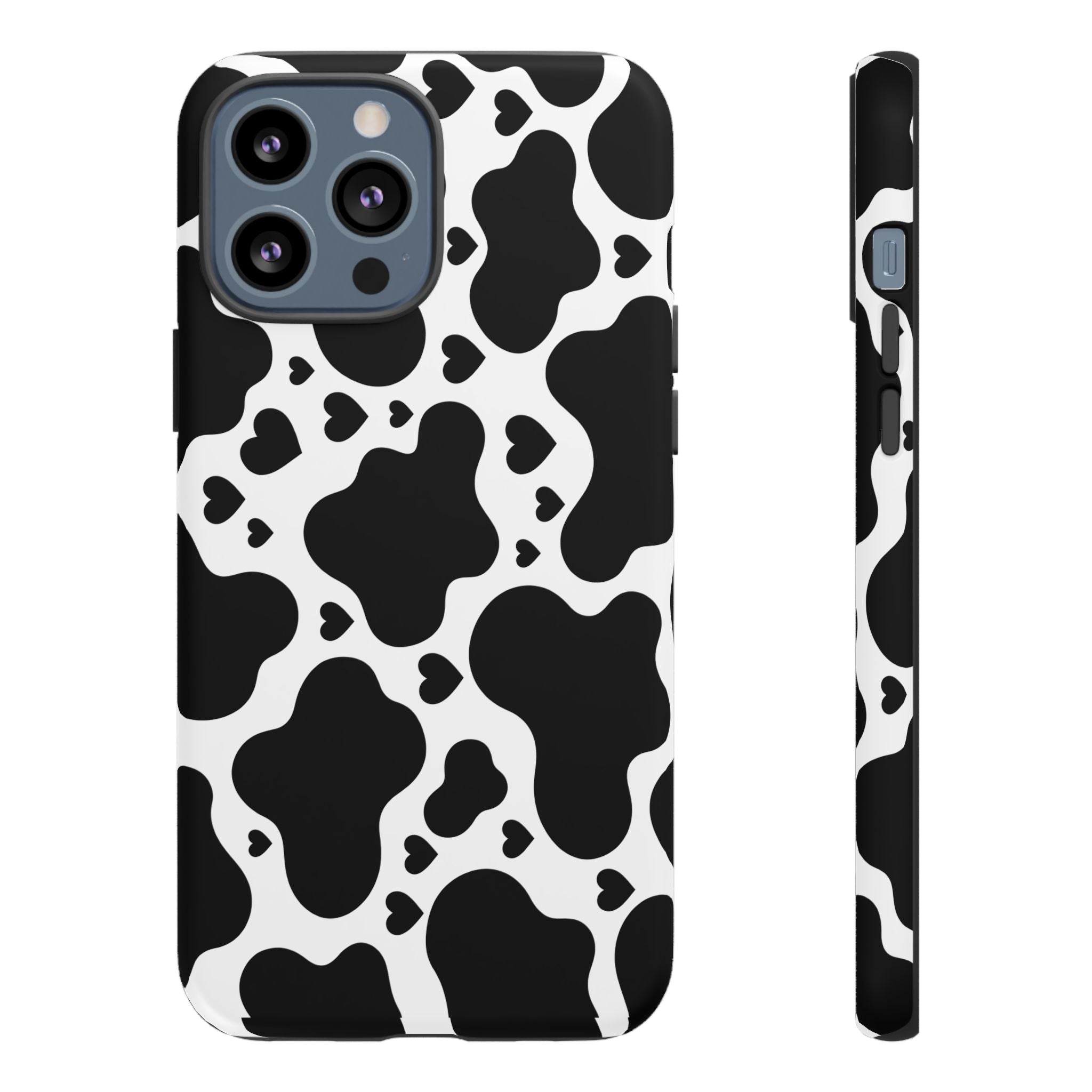 Cow Print Tough Phone Case – Black & White Protective iPhone Cover