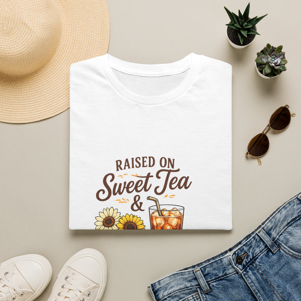 Raised on Sweet Tea & Sunshine T-Shirt — Sunflower Iced Tea Southern Summer Tee