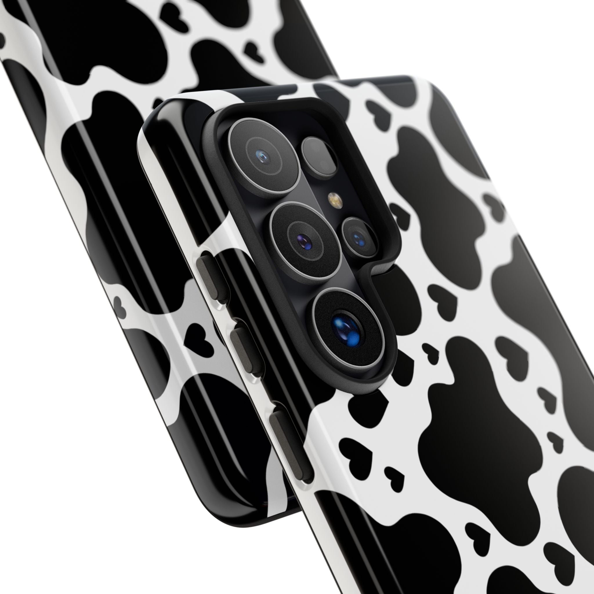 Cow Print Tough Phone Case – Black & White Protective iPhone Cover
