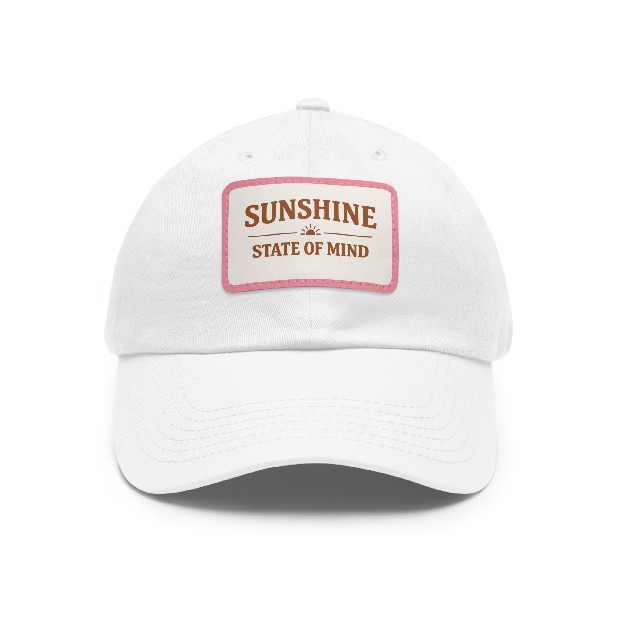 Sunshine State of Mind Leather Patch Dad Hat — Pink Casual Baseball Cap