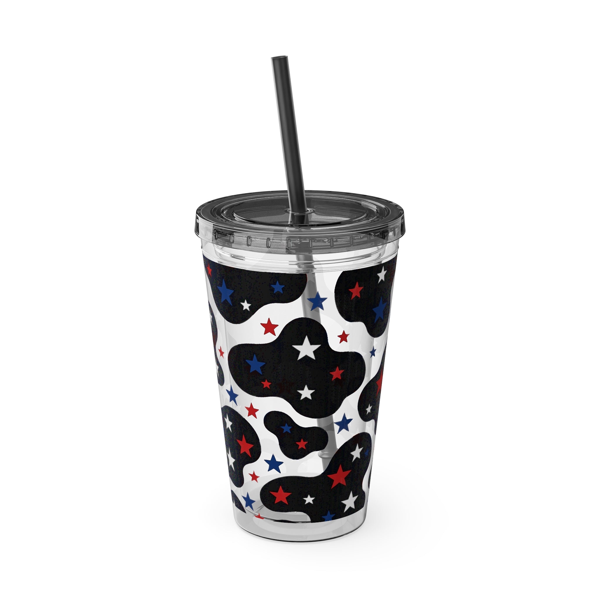 16oz Patriotic Star Cowhide Tumbler with Straw