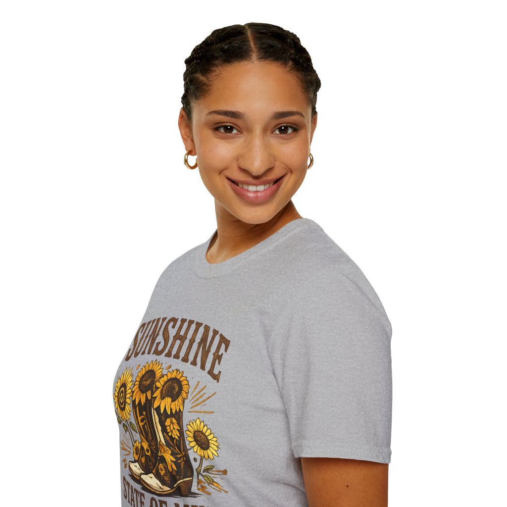 Sunshine State of Mind T-Shirt — Sunflower Cowboy Boots Graphic Tee