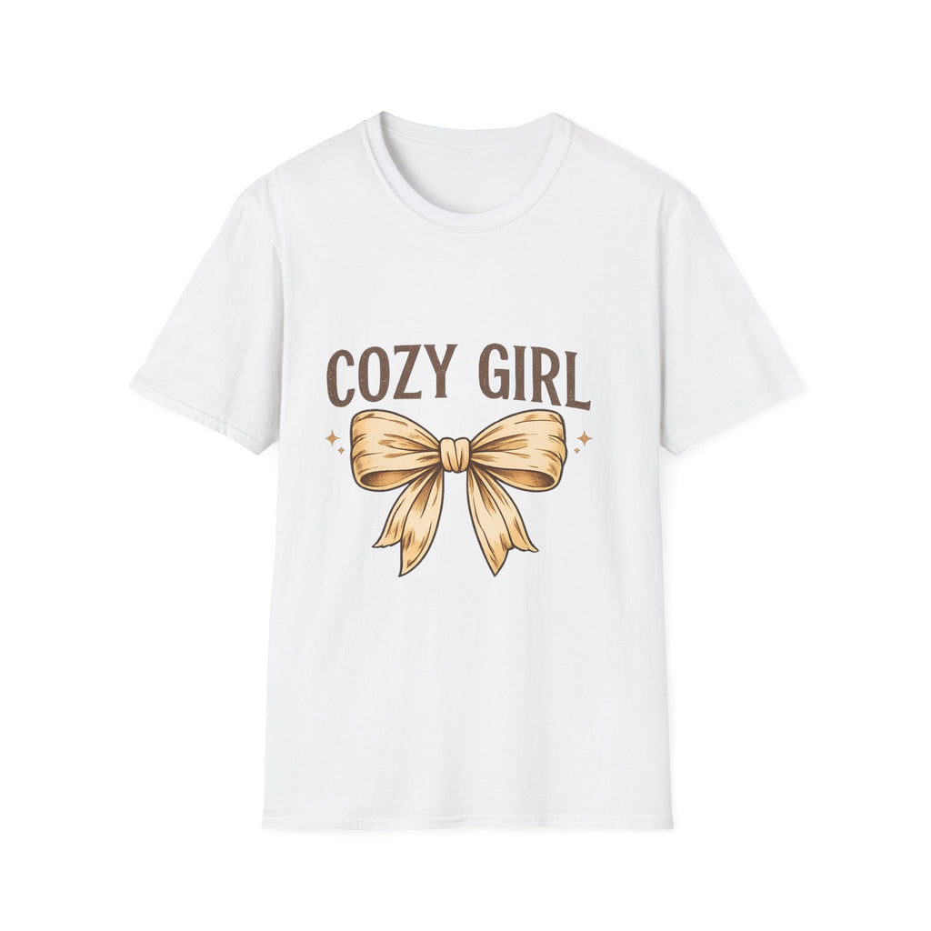Cozy Girl Graphic T-Shirt — Cute Bow Lounge Tee for Relaxing at Home