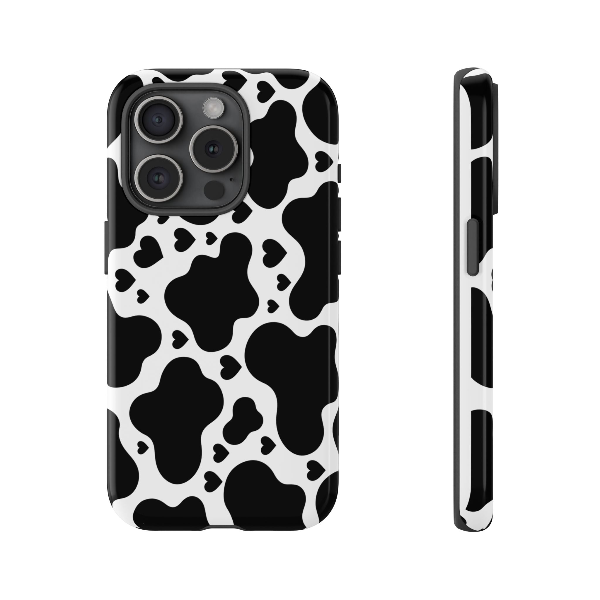 Cow Print Tough Phone Case – Black & White Protective iPhone Cover