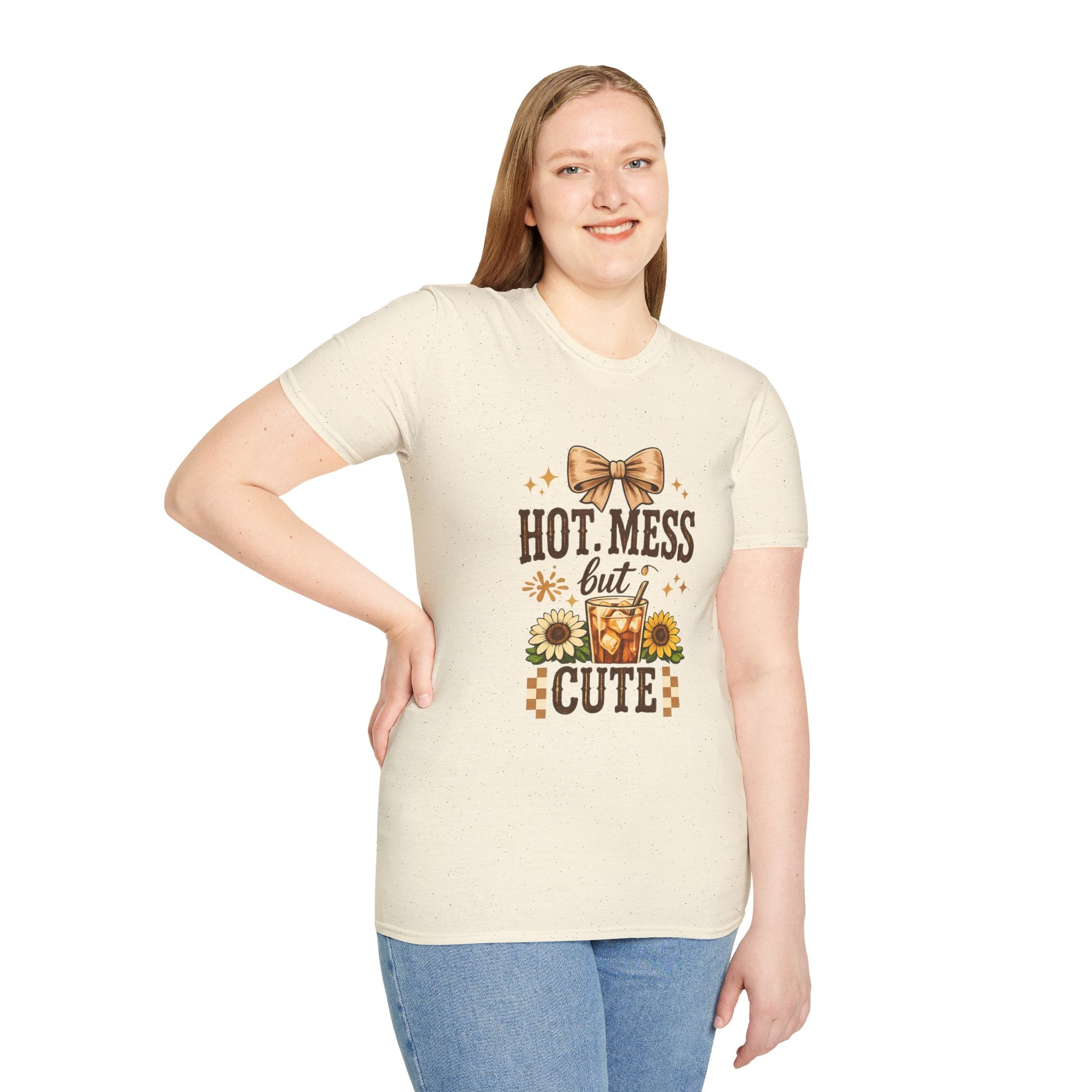 Hot Mess But Cute T-Shirt — Fall Sunflower Pumpkin Spice Graphic Tee