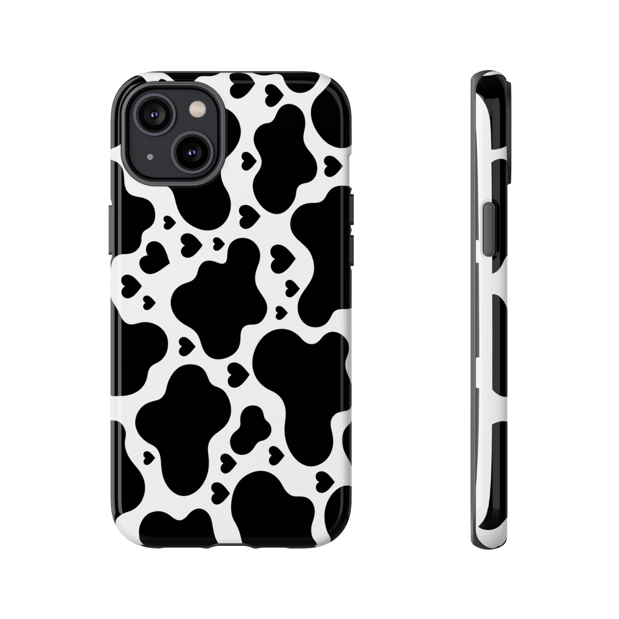 Cow Print Tough Phone Case – Black & White Protective iPhone Cover