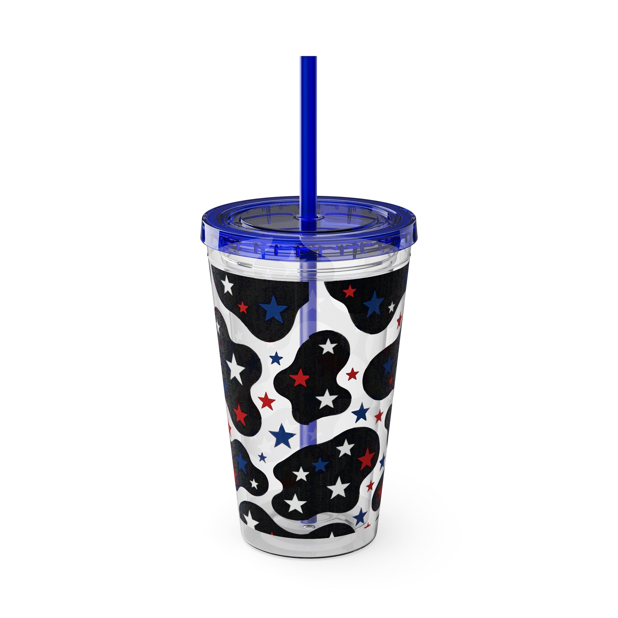 16oz Patriotic Star Cowhide Tumbler with Straw