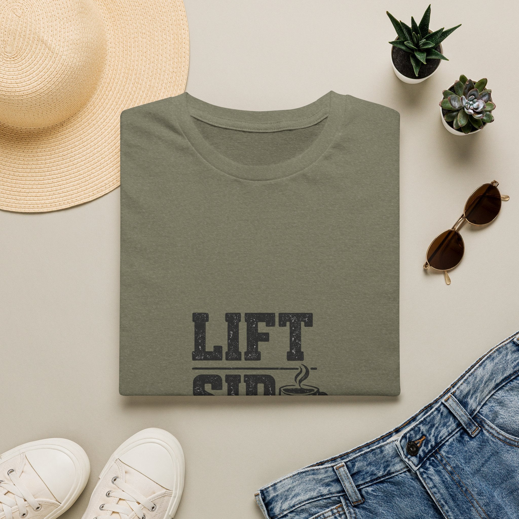 Lift Sip Shine T-Shirt — Morning Coffee & Workout Motivational Tee