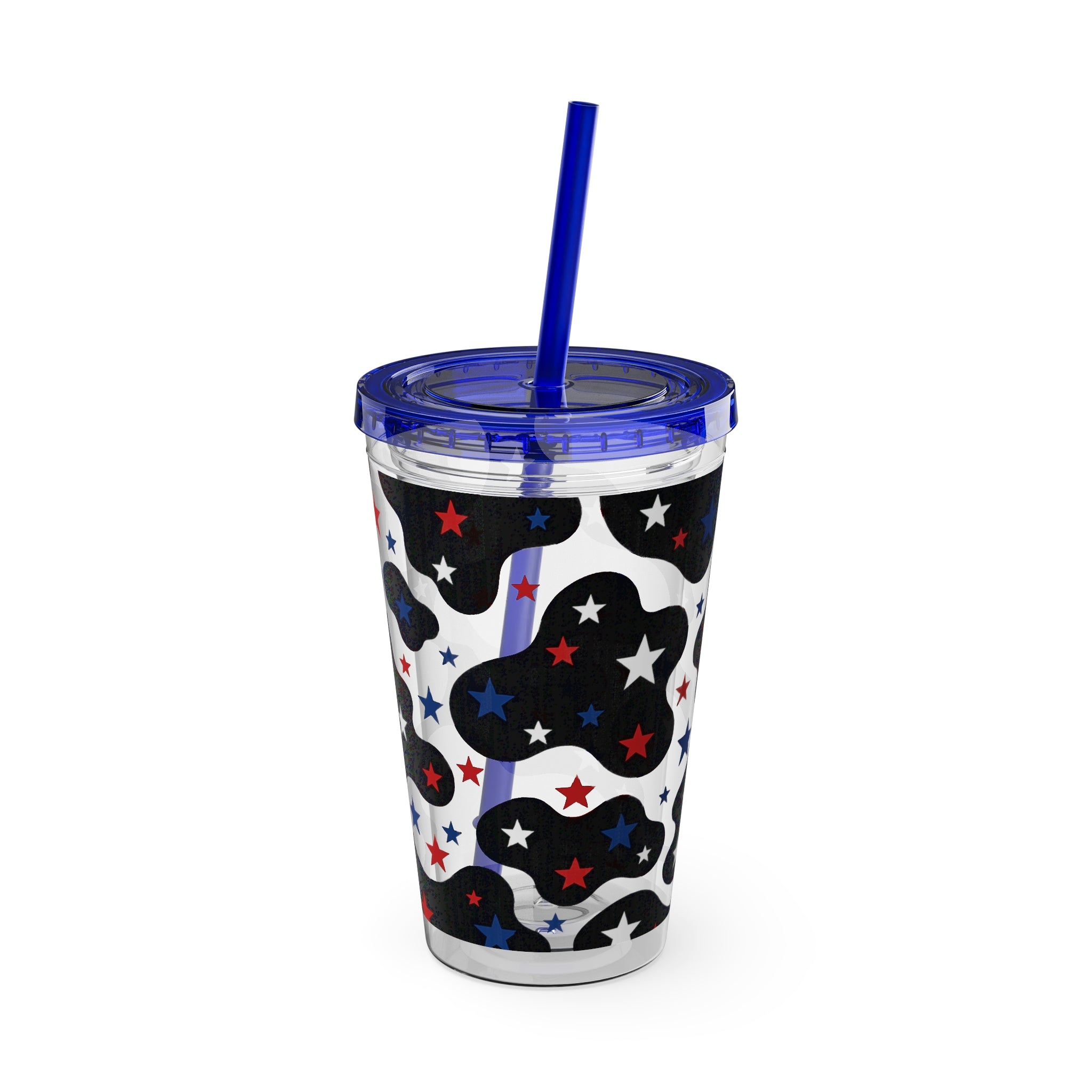 16oz Patriotic Star Cowhide Tumbler with Straw
