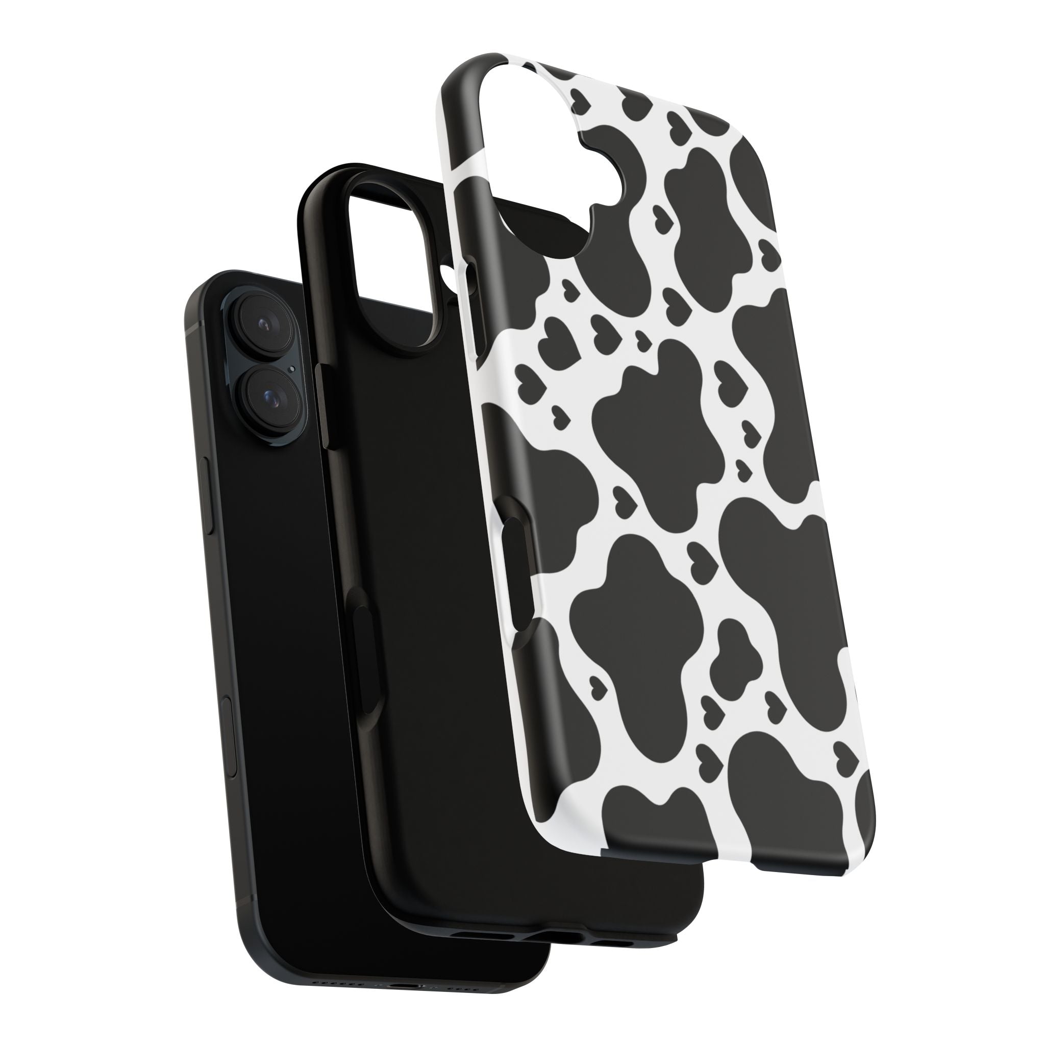 Cow Print Tough Phone Case – Black & White Protective iPhone Cover